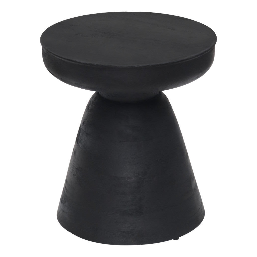 18" Black Solid Wood Round End Table-End-Side Tables-DECOROLALA