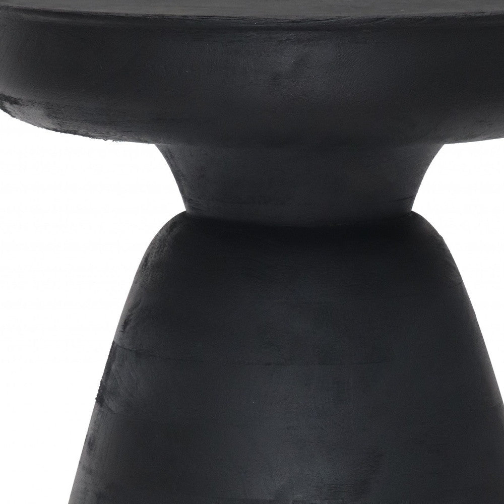 18" Black Solid Wood Round End Table-End-Side Tables-DECOROLALA