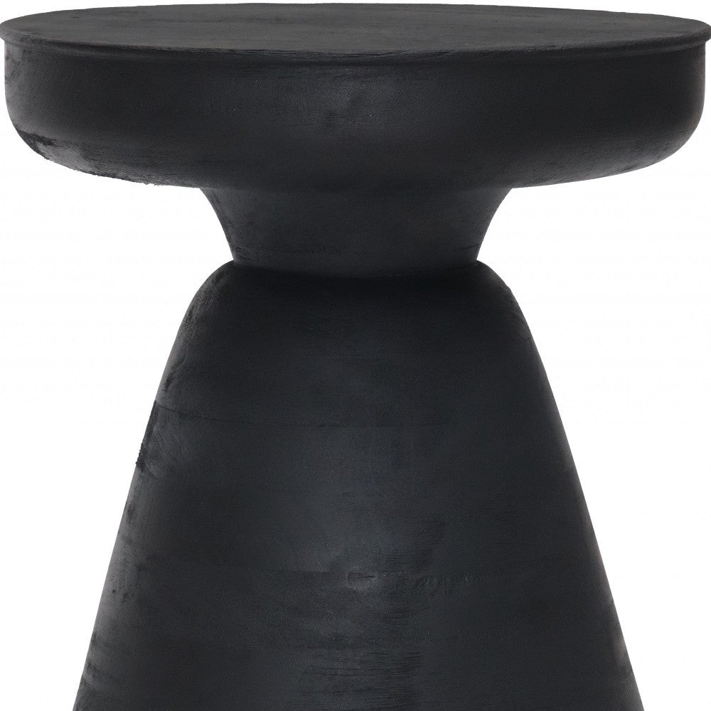 18" Black Solid Wood Round End Table-End-Side Tables-DECOROLALA