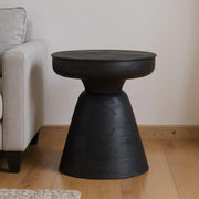 18" Black Solid Wood Round End Table-End-Side Tables-DECOROLALA