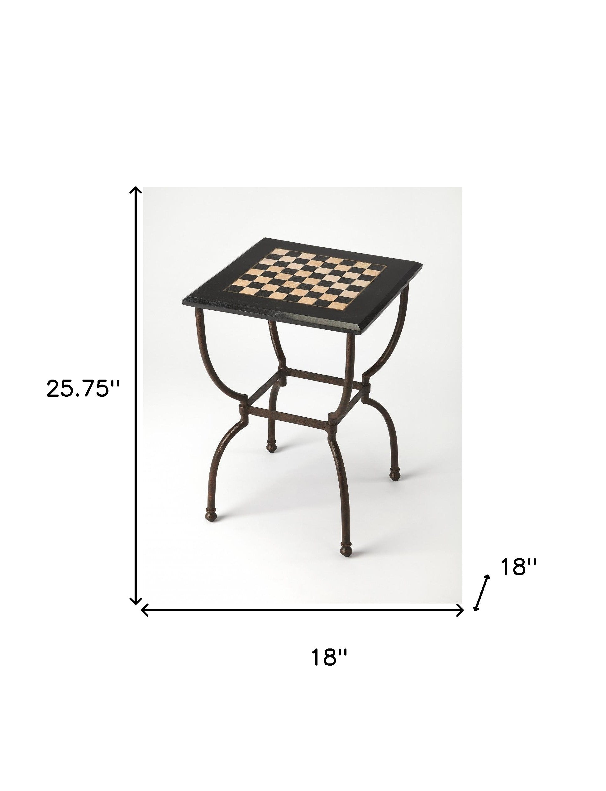 18" Black Stone and Metal Square Coffee Table-Coffee Tables-DECOROLALA