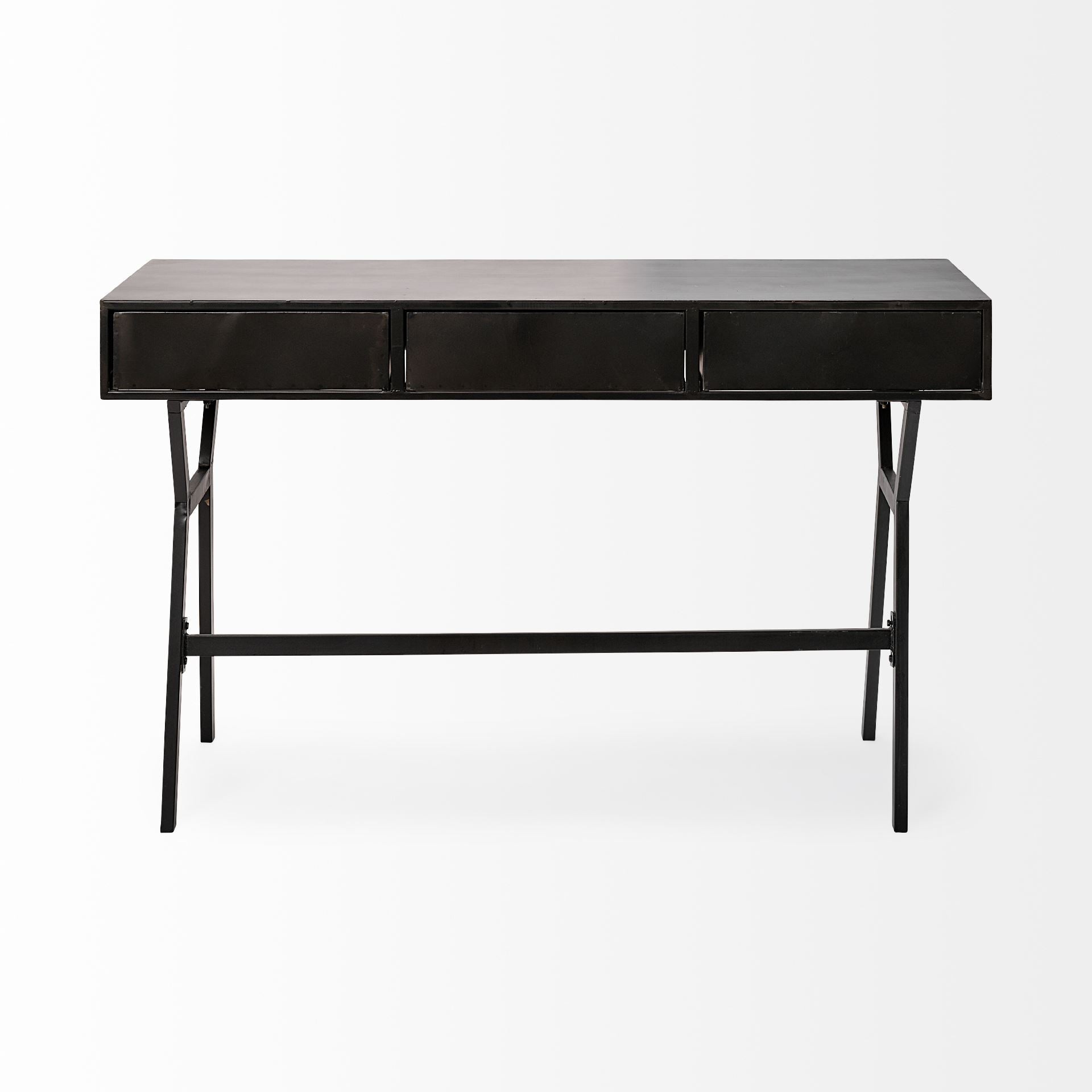 18" Black Writing Desk With Three Drawers-Desks-DECOROLALA