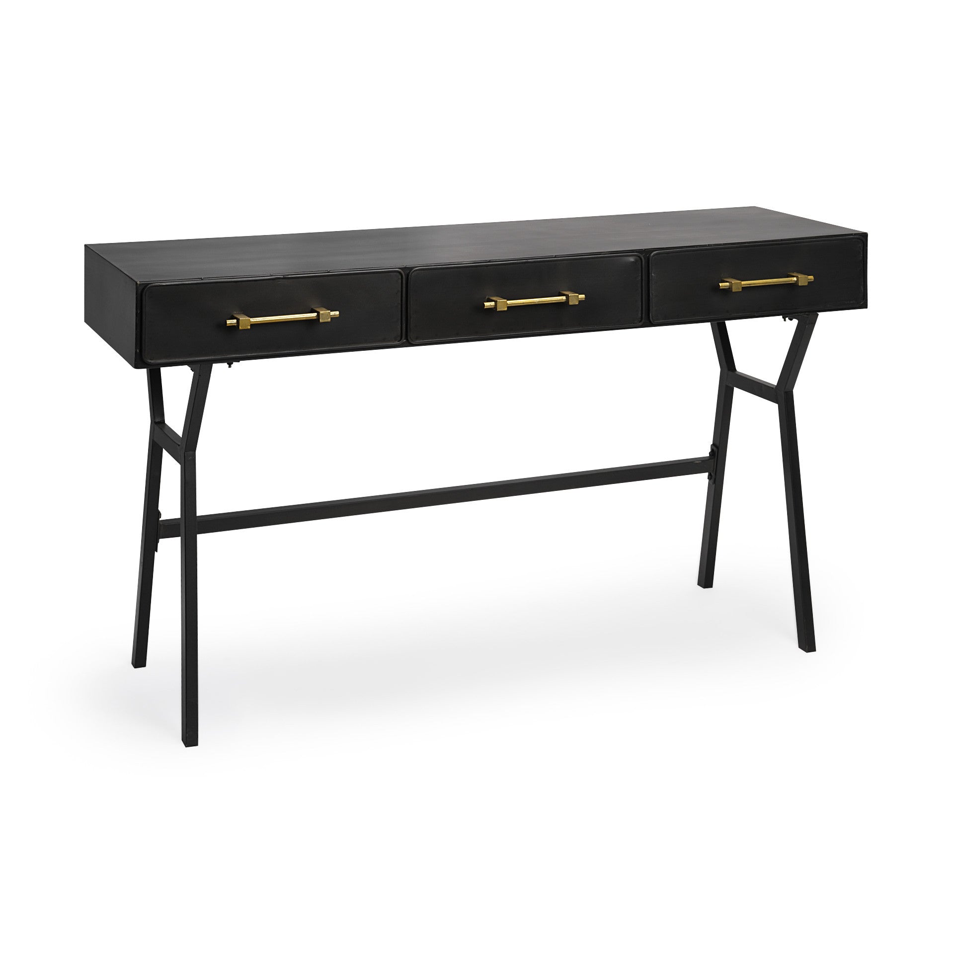 18" Black Writing Desk With Three Drawers-Desks-DECOROLALA