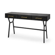 18" Black Writing Desk With Three Drawers-Desks-DECOROLALA