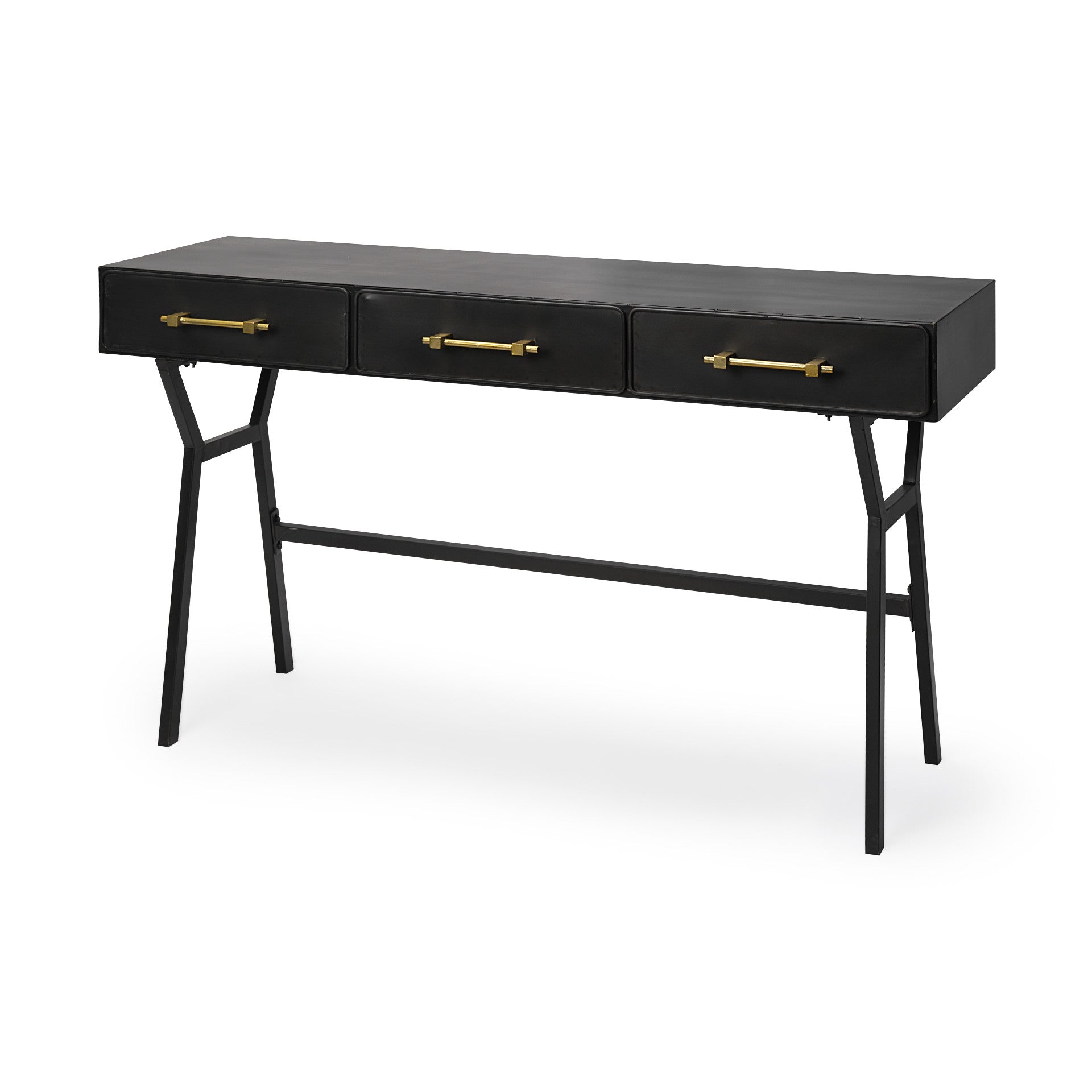 18" Black Writing Desk With Three Drawers-Desks-DECOROLALA