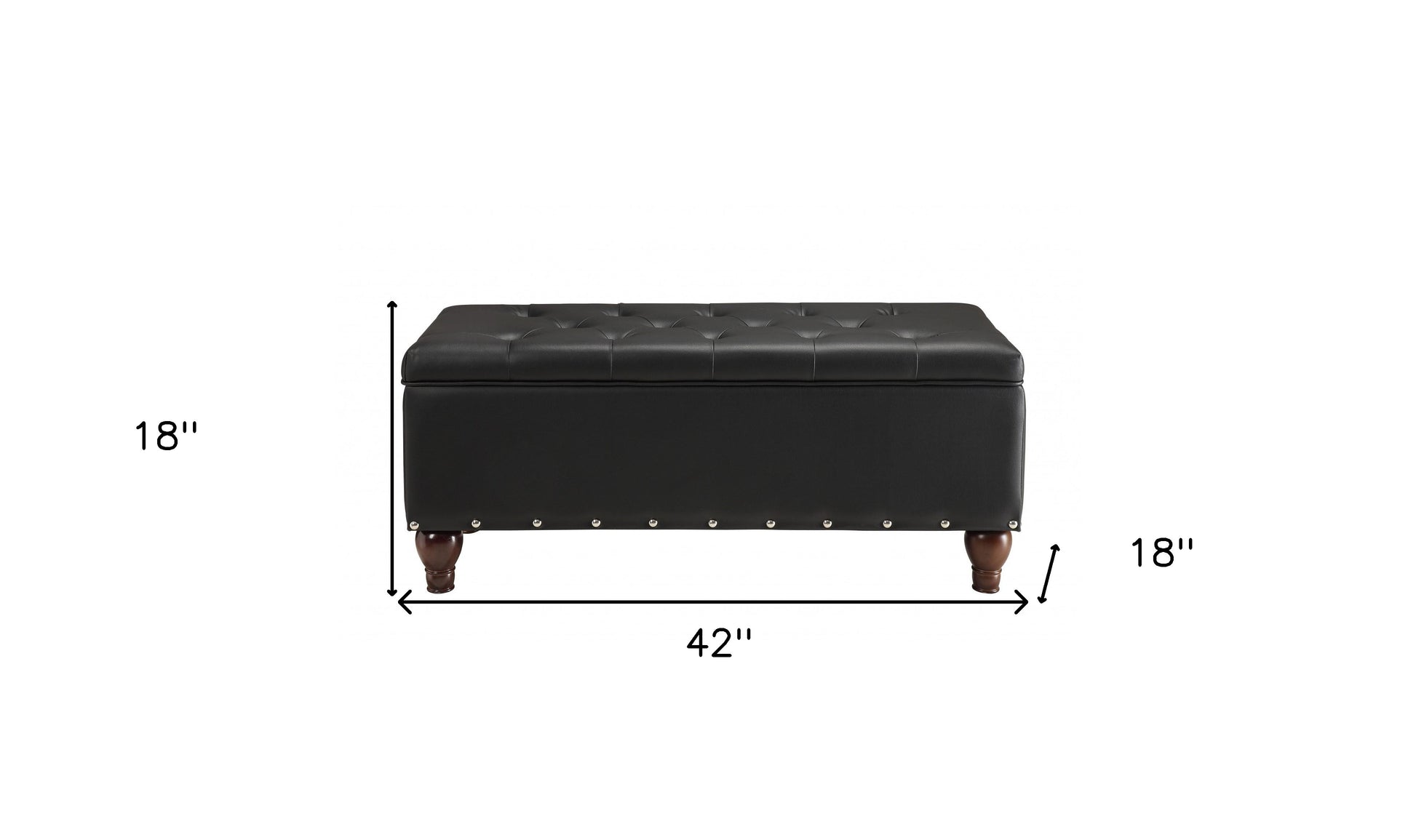 18" Black and Brown Upholstered Faux Leather Bench with Flip top-Benches-DECOROLALA