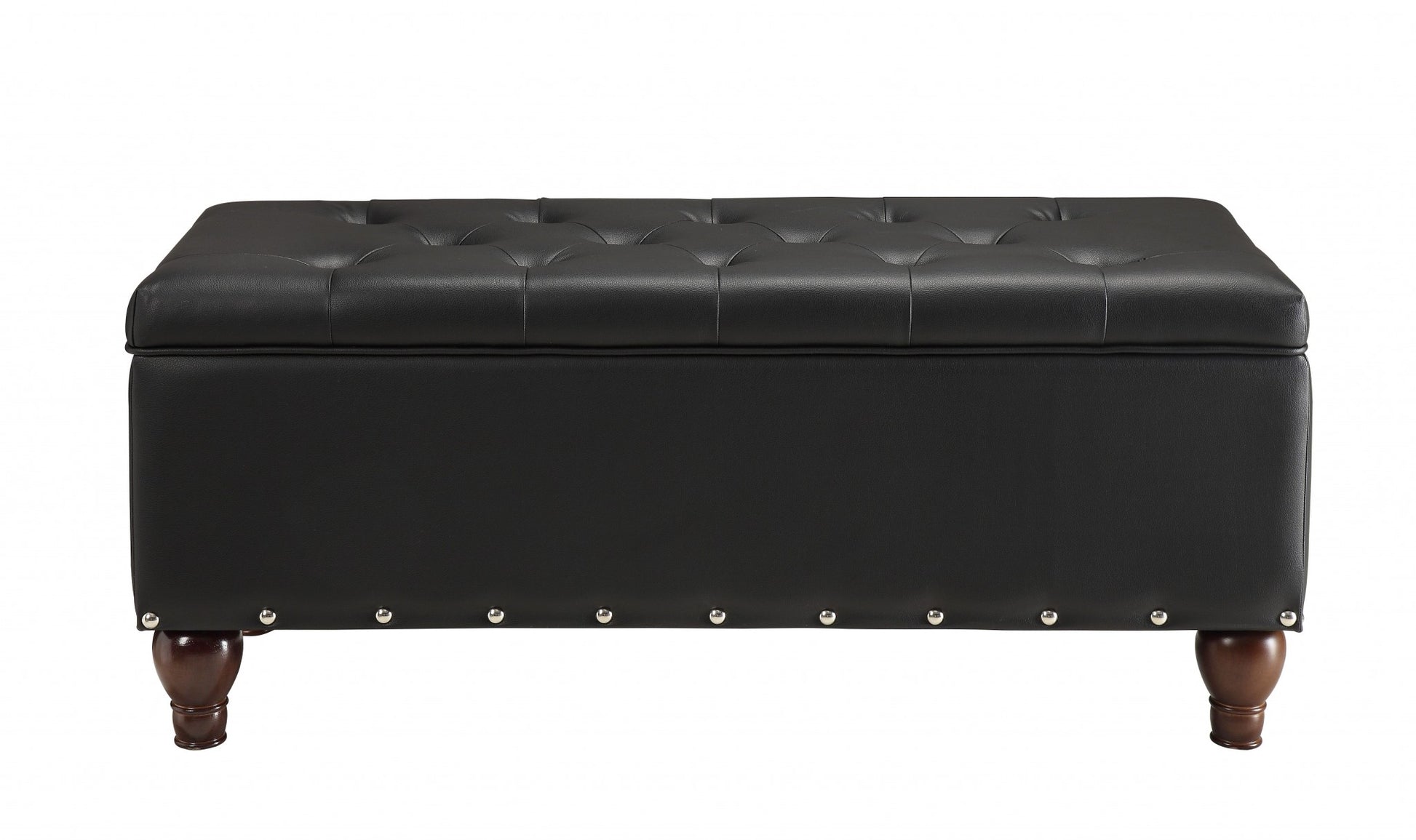18" Black and Brown Upholstered Faux Leather Bench with Flip top-Benches-DECOROLALA