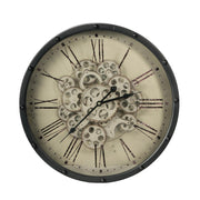 18" Black and Ivory Vintage Gear Industrial Wall Clock-Wall Clocks-DECOROLALA