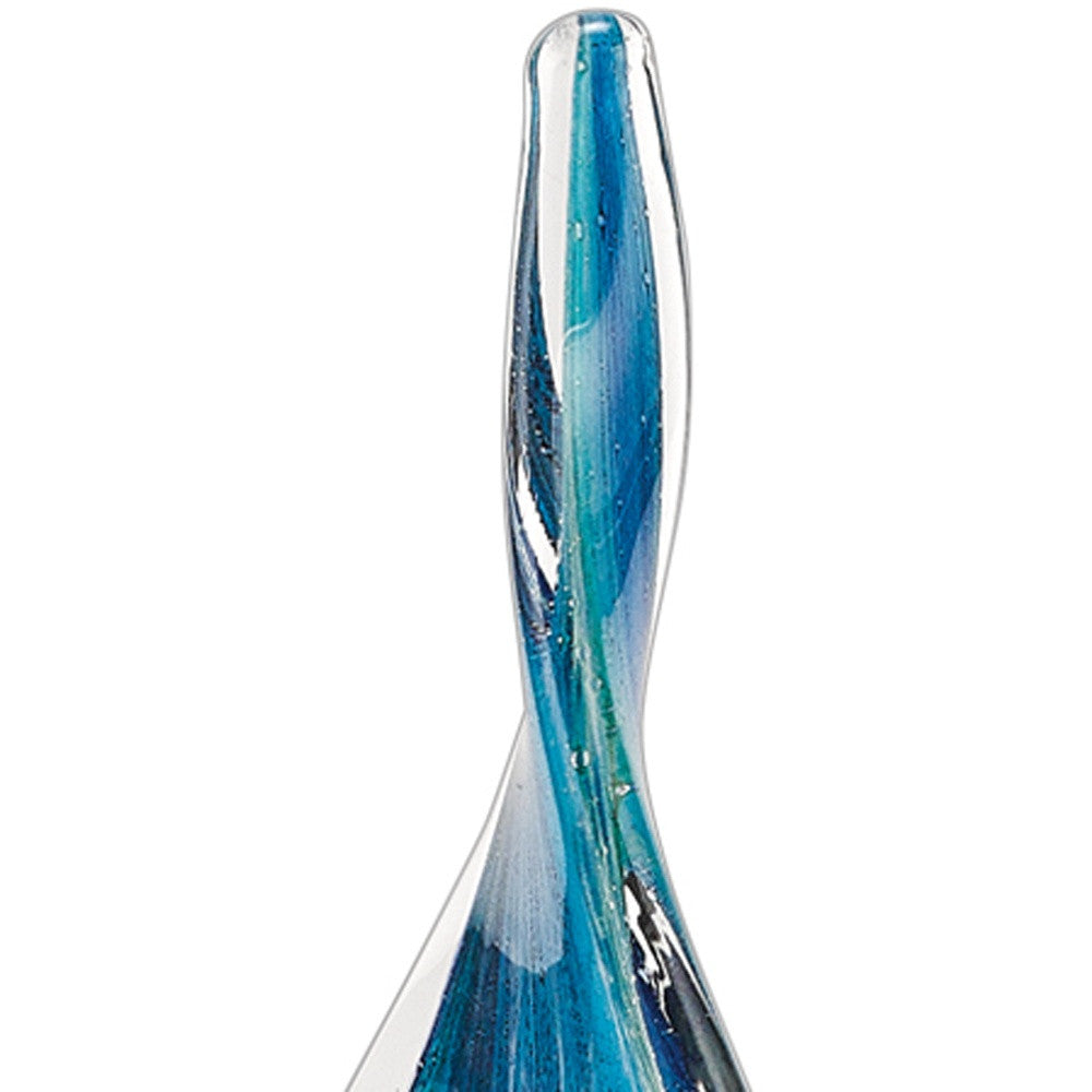 18" Blue and Green Murano Glass Modern Abstract Tabletop Sculpture-Sculptures-DECOROLALA