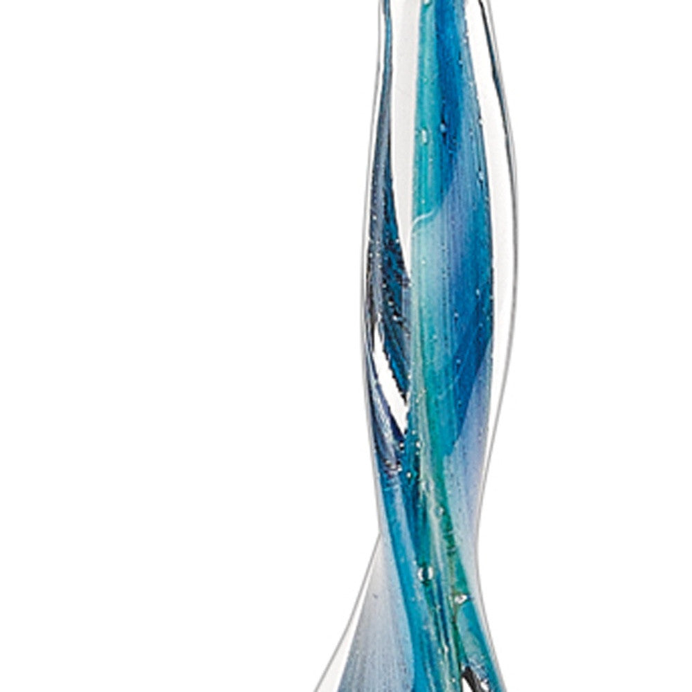 18" Blue and Green Murano Glass Modern Abstract Tabletop Sculpture-Sculptures-DECOROLALA
