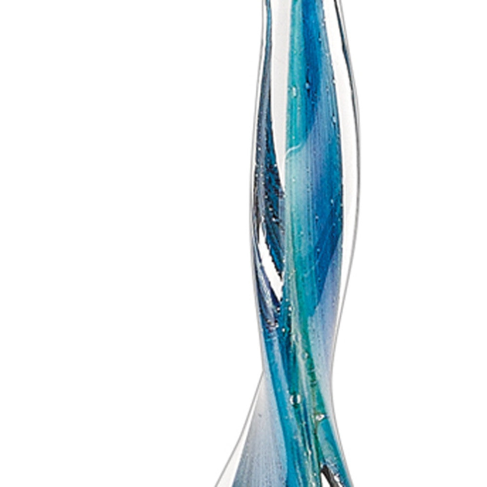18" Blue and Green Murano Glass Modern Abstract Tabletop Sculpture-Sculptures-DECOROLALA