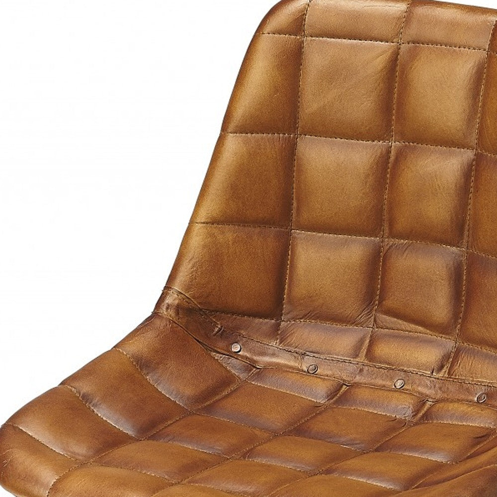 18" Brown Faux Leather Checkered Tufted Side Chair-Accent Chairs-DECOROLALA