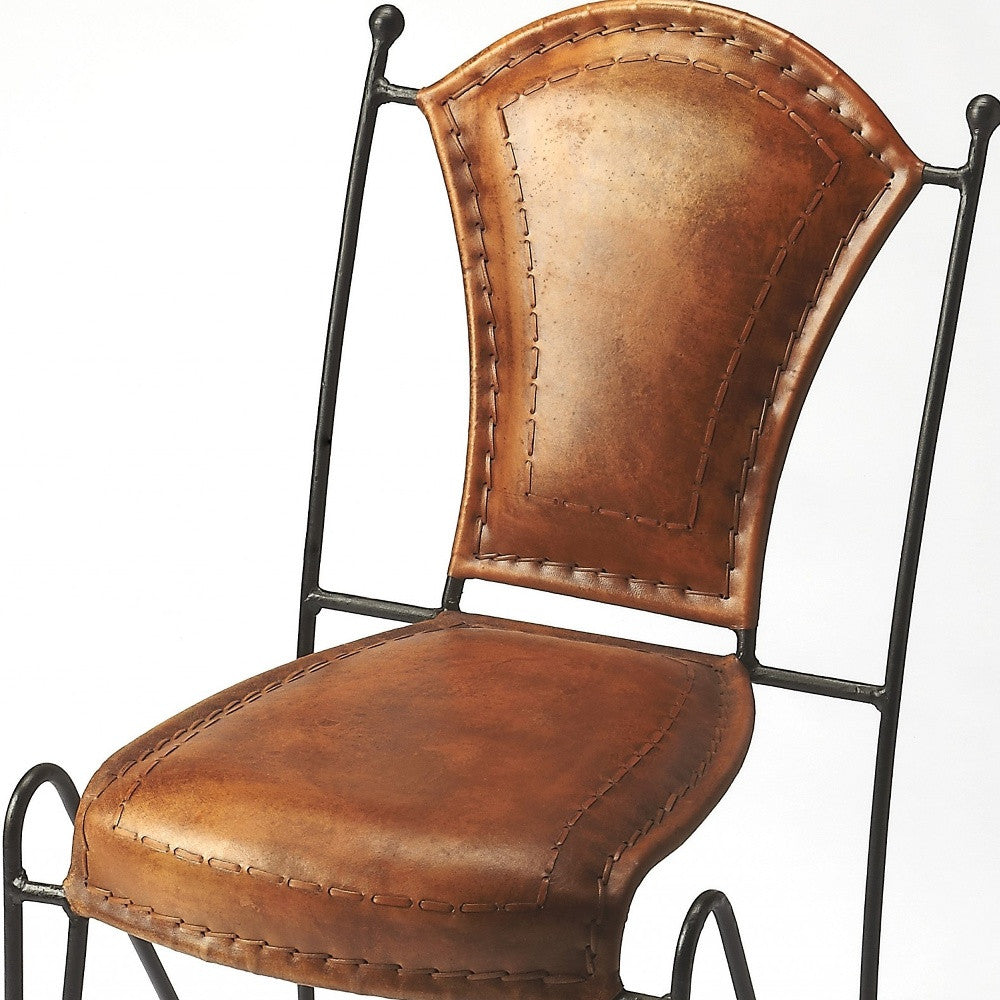 18" Brown Faux Leather Side Chair-Accent Chairs-DECOROLALA