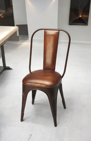 18" Brown Faux Leather Side Chair-Accent Chairs-DECOROLALA