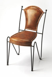 18" Brown Faux Leather Side Chair-Accent Chairs-DECOROLALA