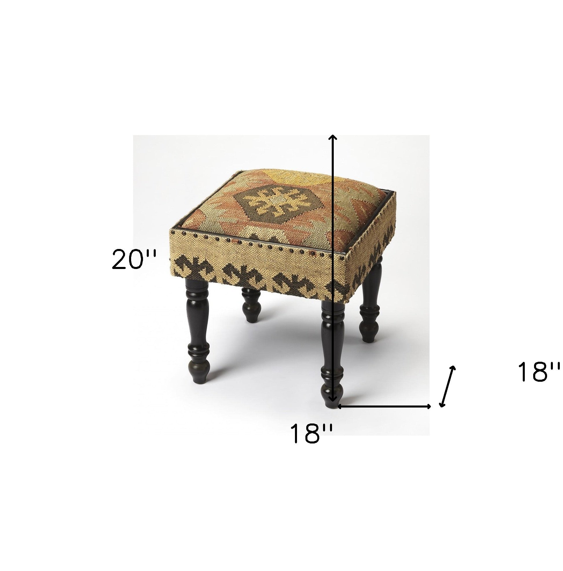 18" Brown Linen Ottoman-Ottomans-DECOROLALA