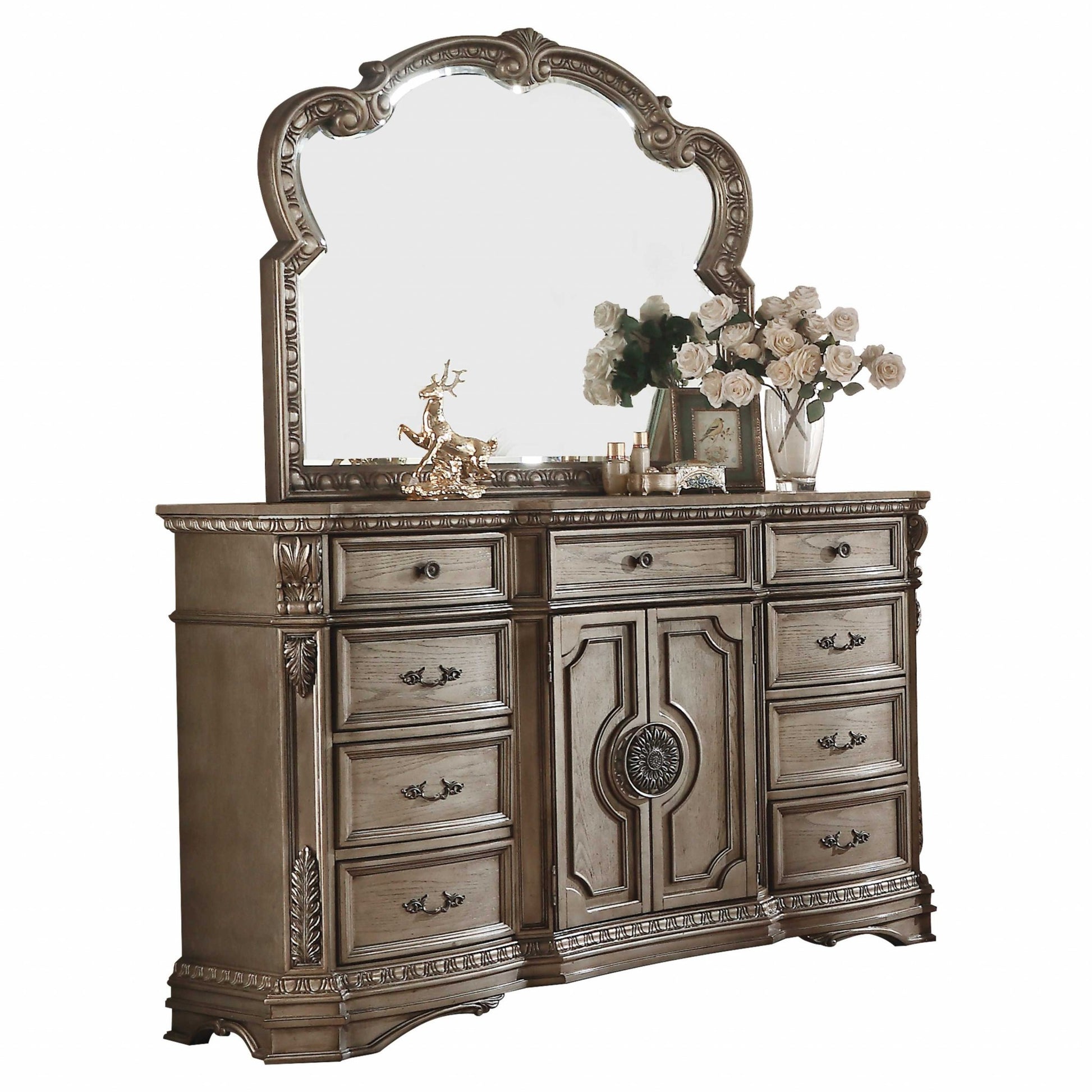 18" Brown Solid Wood Combo Dresser-Dressers-DECOROLALA