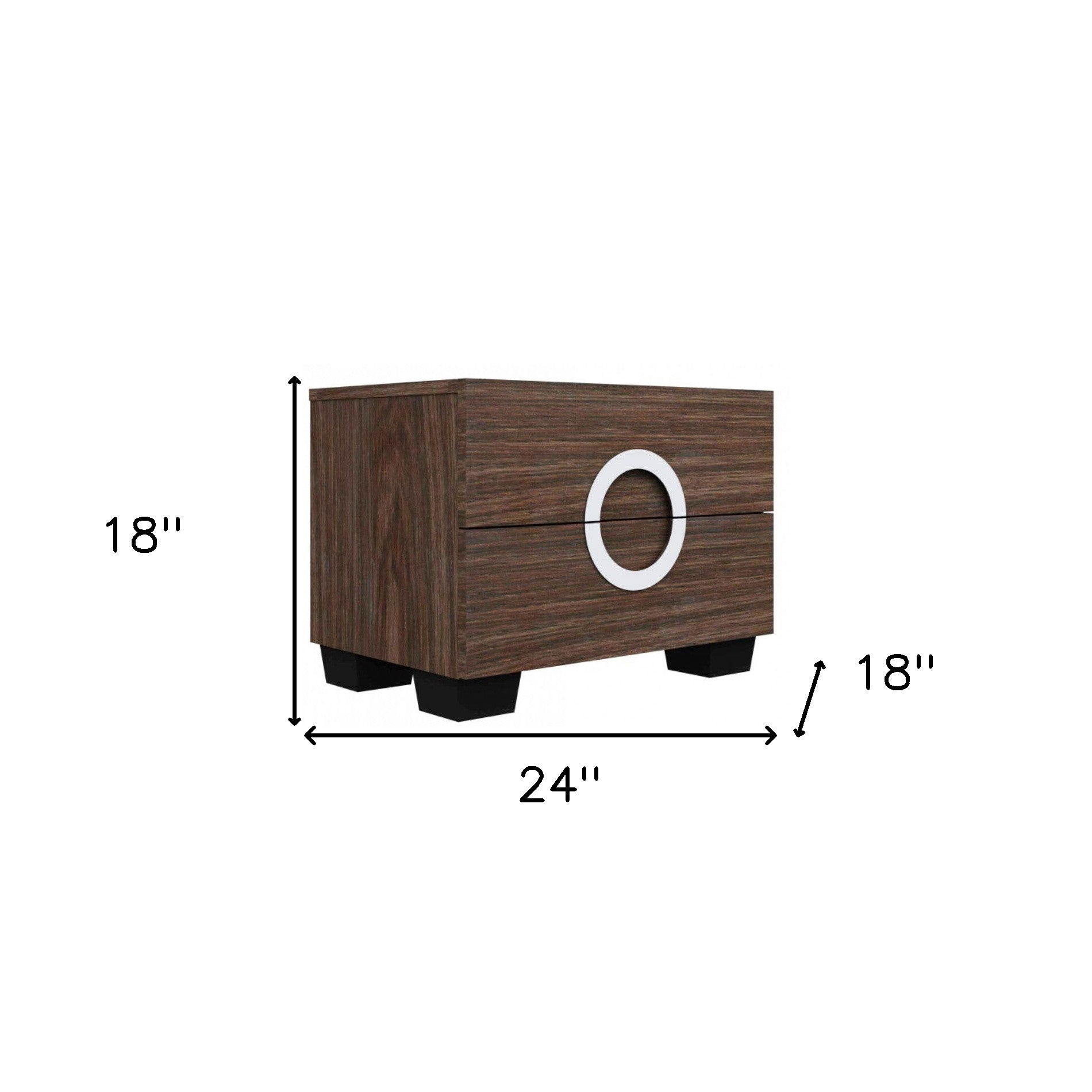 18" Brown Two Drawers Manufactured Wood Mirrored Nightstand-Nightstands & Bedside Tables-DECOROLALA