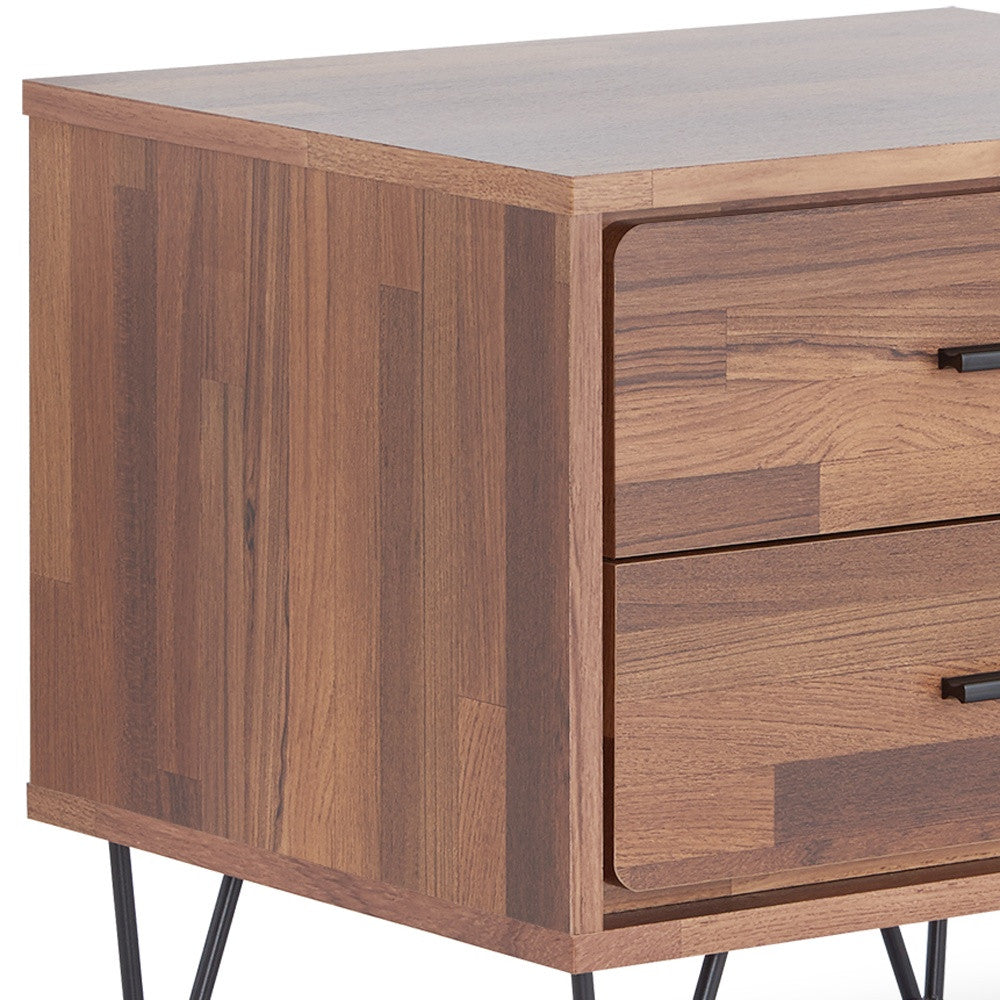 18" Brown Two Drawers Metal Nightstand-Nightstands & Bedside Tables-DECOROLALA