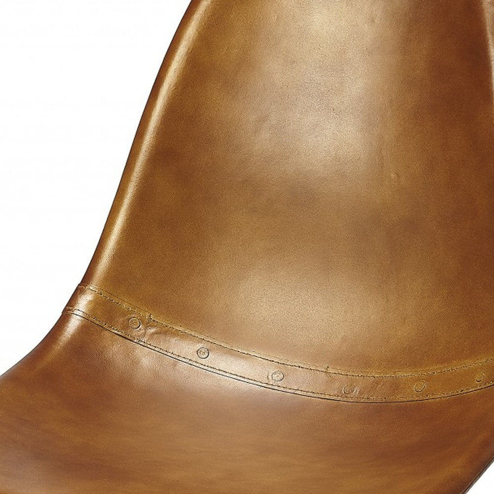 18" Brown and Copper Faux Leather Side Chair-Accent Chairs-DECOROLALA