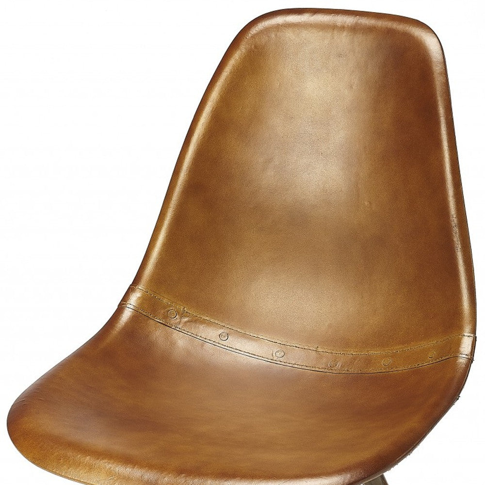 18" Brown and Copper Faux Leather Side Chair-Accent Chairs-DECOROLALA