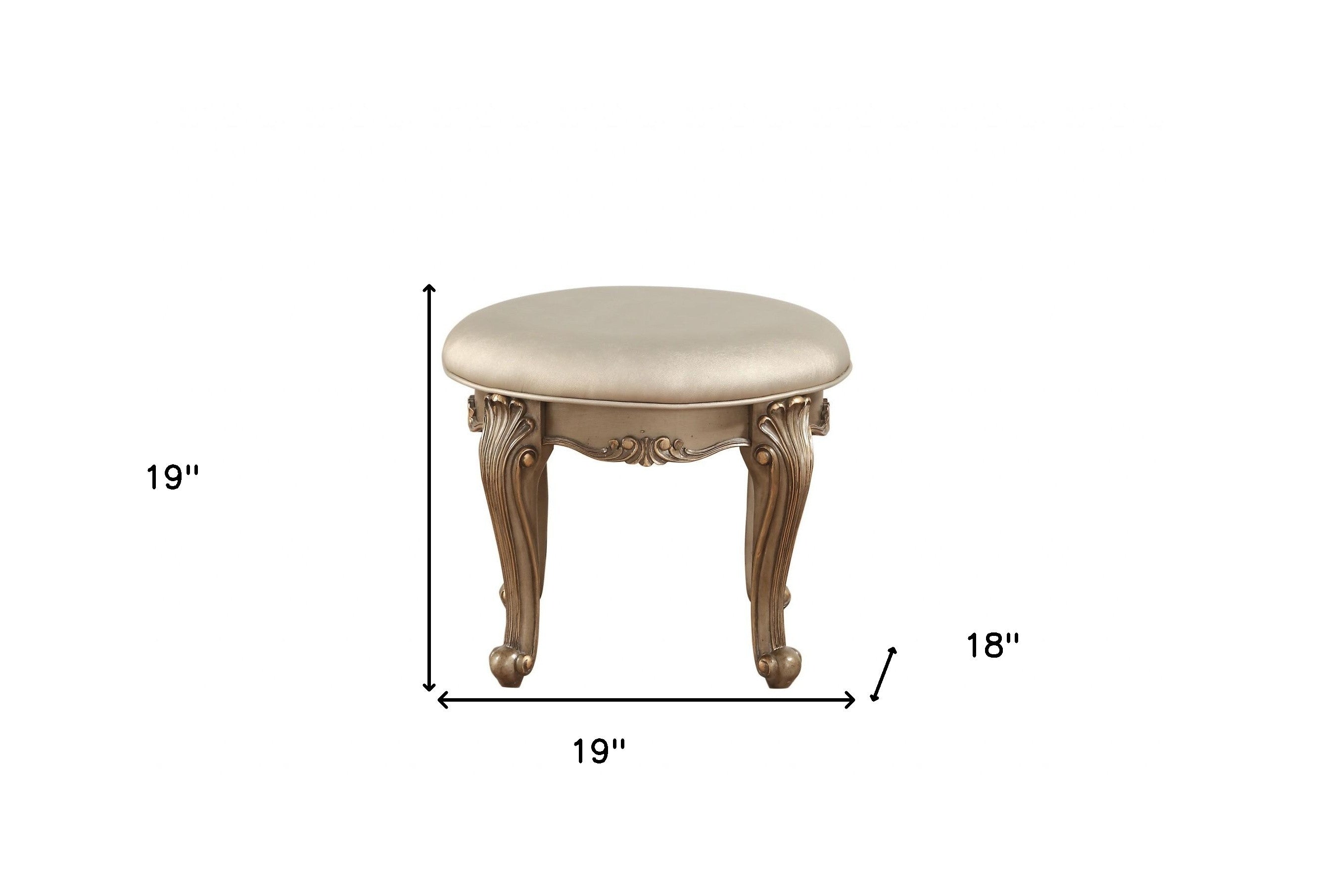 18" Champagne Solid Wood Backless Bar Chair-Bar Chairs-DECOROLALA