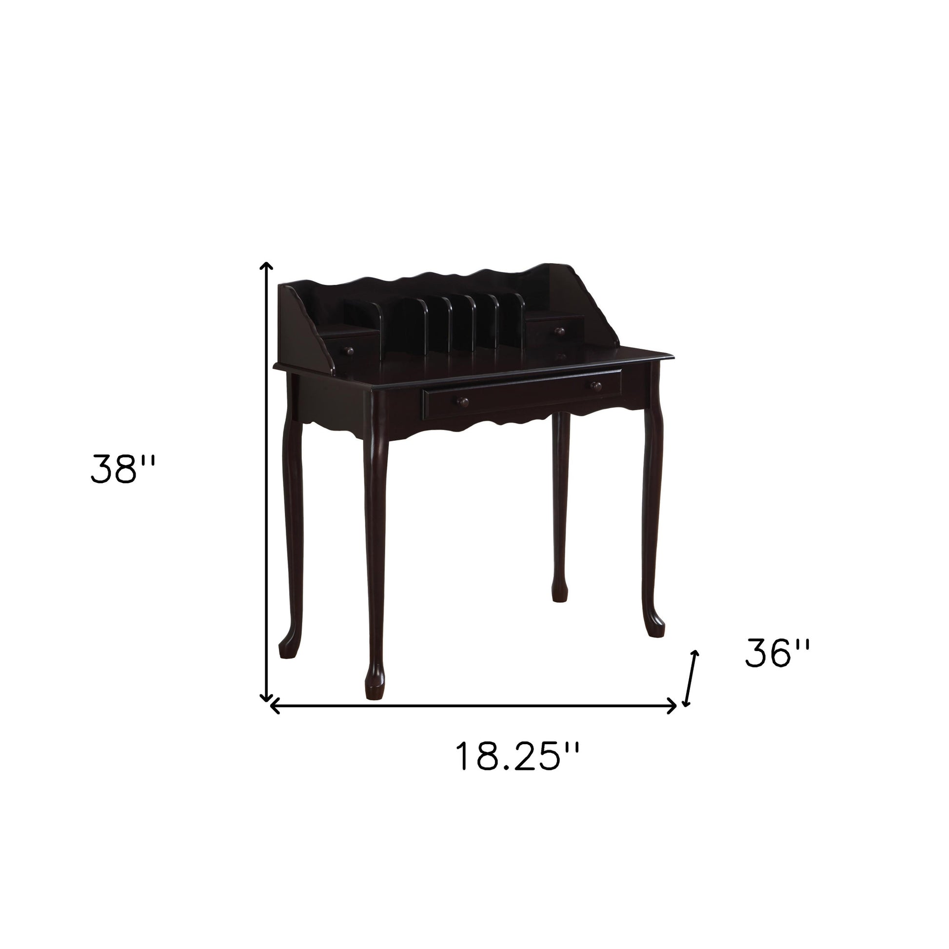 18" Dark Brown Solid Wood Computer Desk With Three Drawers-Desks-DECOROLALA