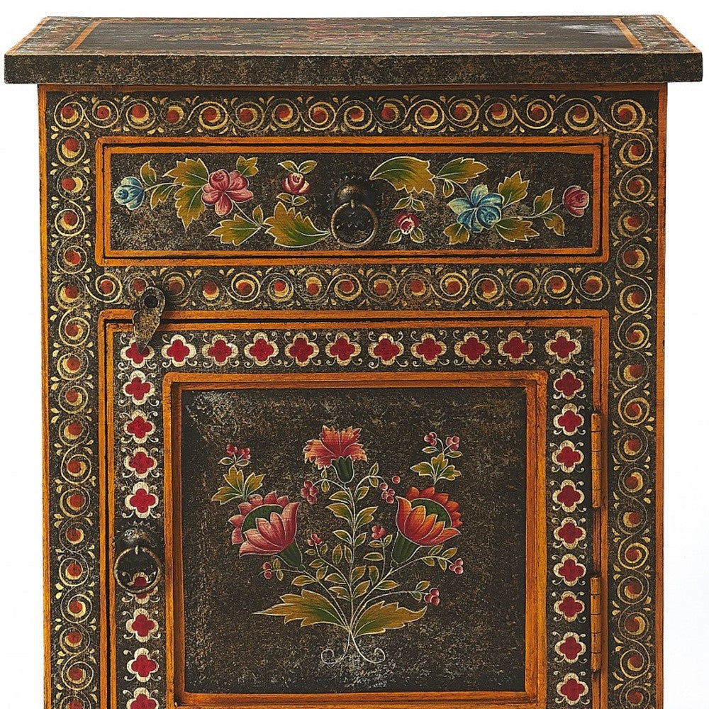 18" Dark Brown Solid Wood Frame Accent Cabinet With Two Drawers-Cabinets-DECOROLALA