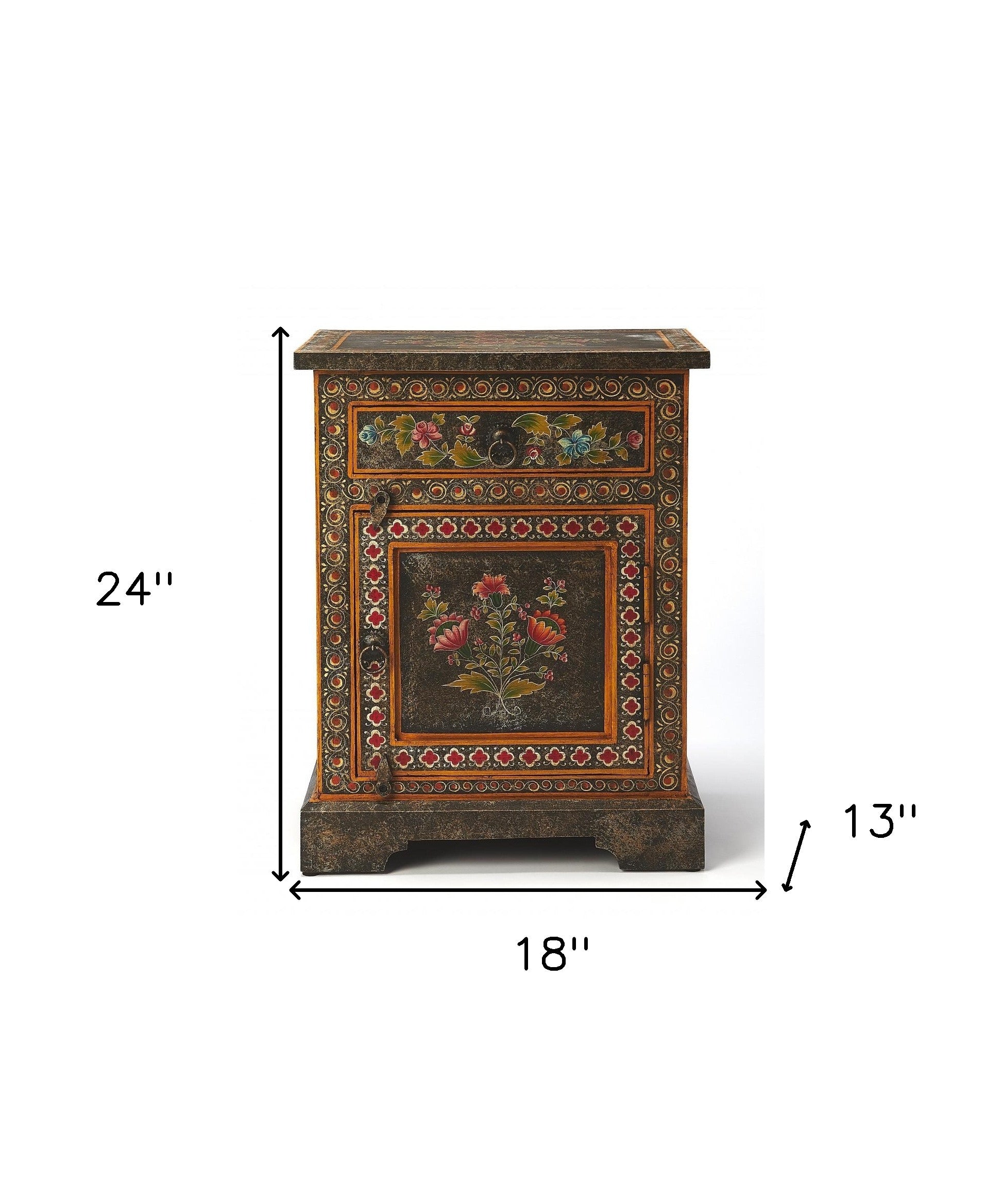 18" Dark Brown Solid Wood Frame Accent Cabinet With Two Drawers-Cabinets-DECOROLALA