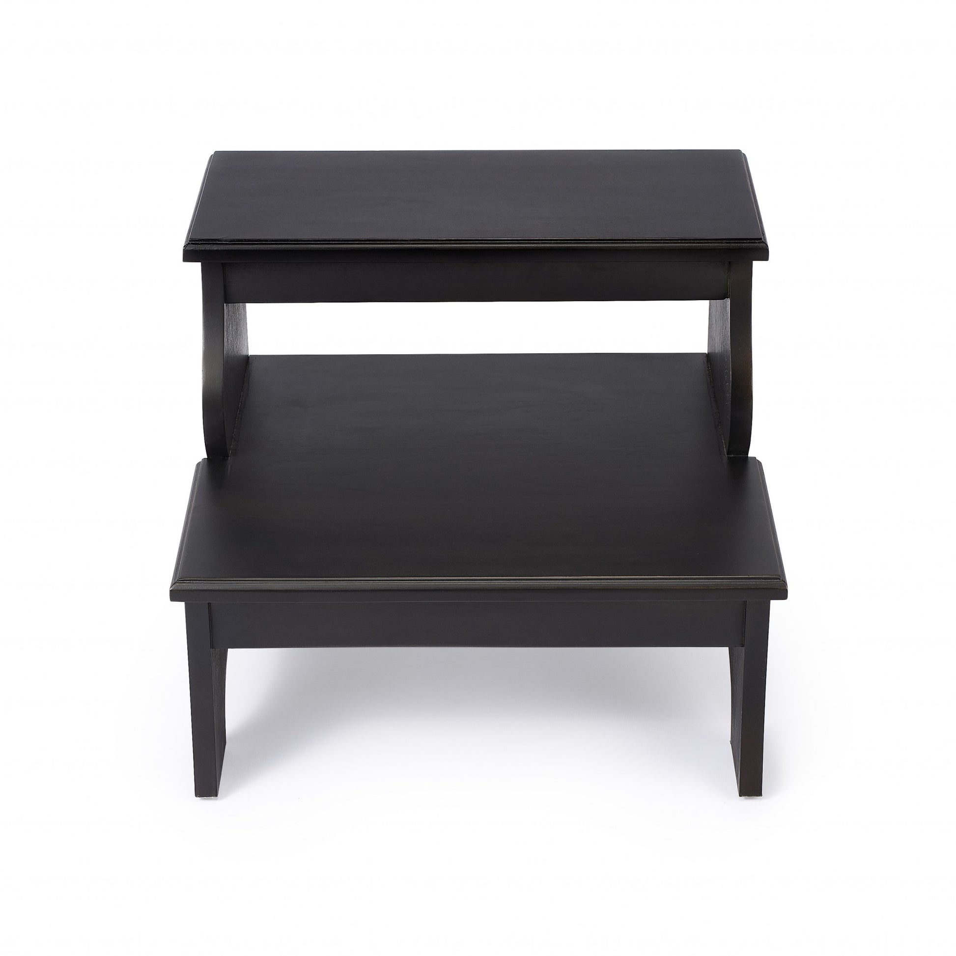 18" Dark Brown Solid and Manufactured Wood Footstool-Ottomans-DECOROLALA