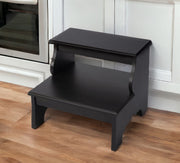 18" Dark Brown Solid and Manufactured Wood Footstool-Ottomans-DECOROLALA