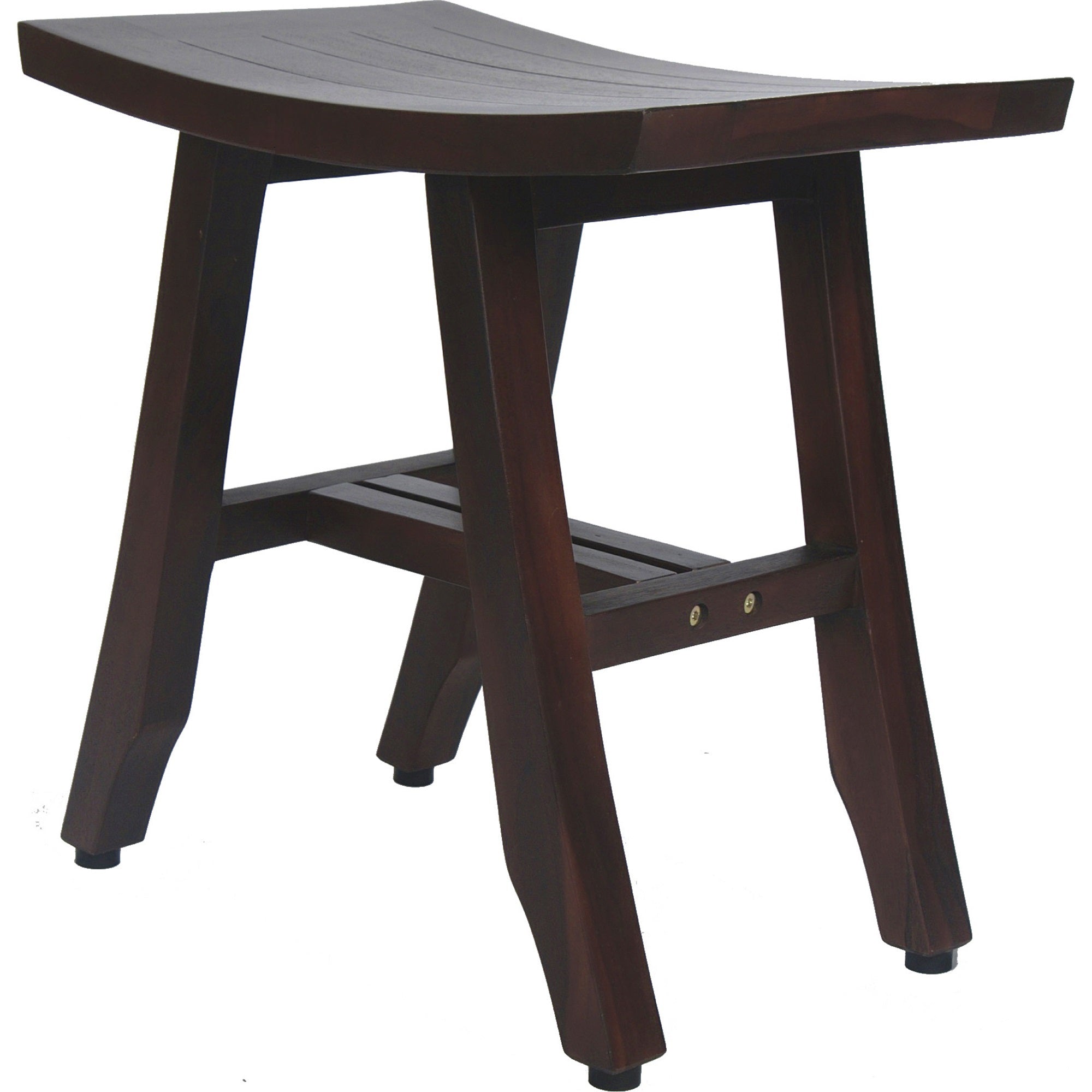 18" Dark Brown Teak Rectangular Shower Bench-Shower Benches-DECOROLALA