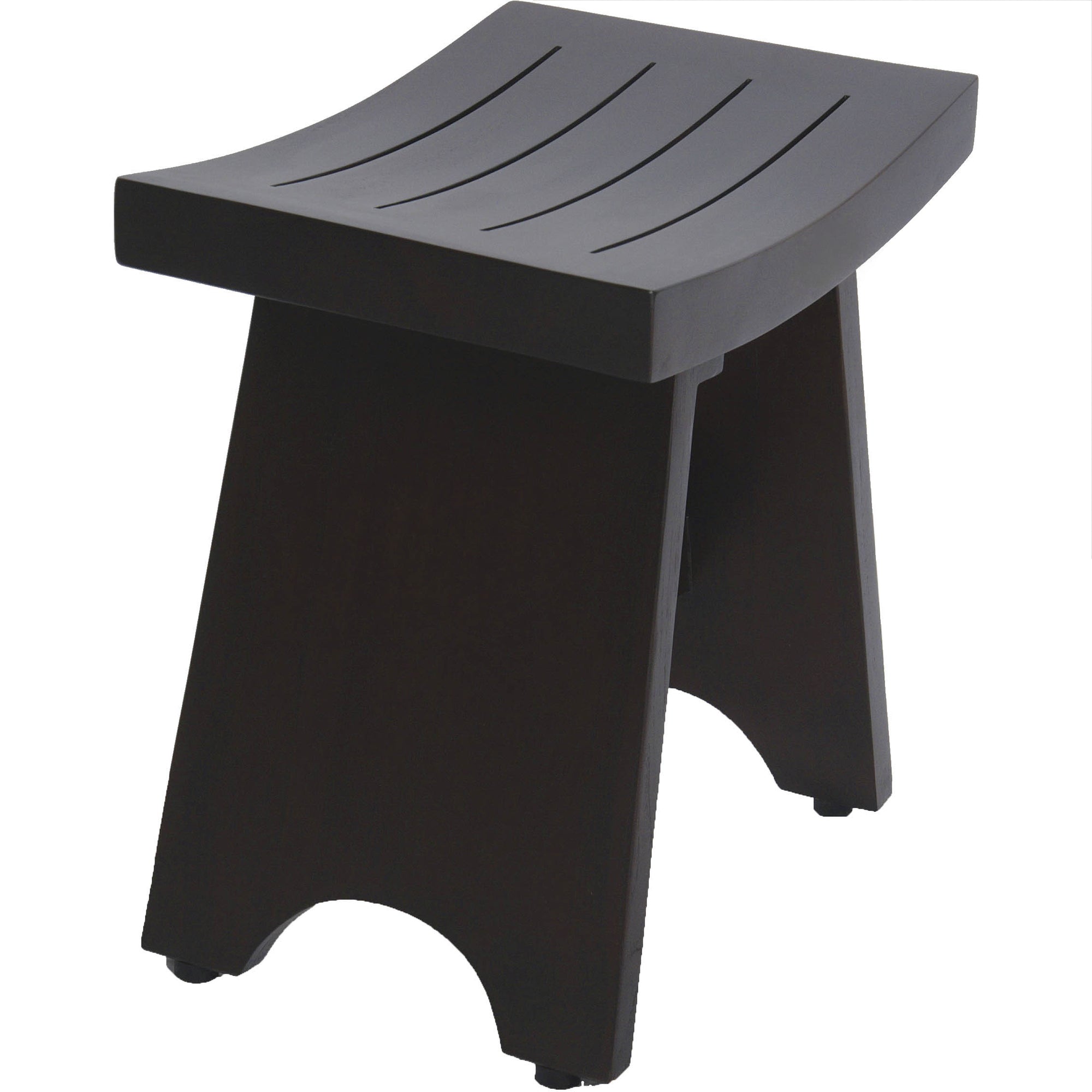 18" Dark Brown Teak Rectangular Shower Bench-Shower Benches-DECOROLALA