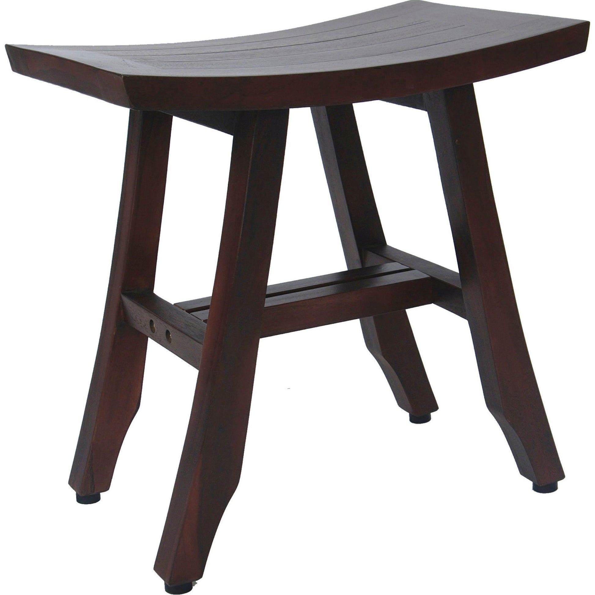 18" Dark Brown Teak Rectangular Shower Bench-Shower Benches-DECOROLALA