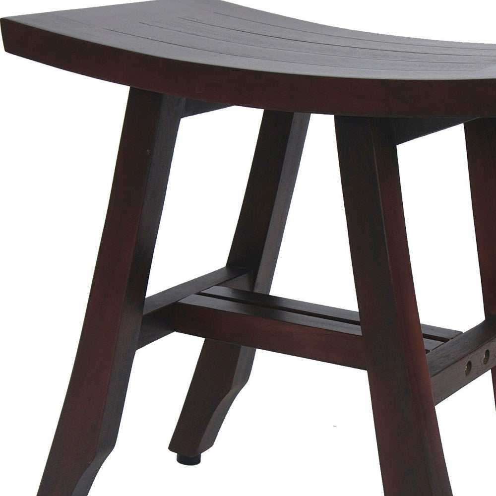 18" Dark Brown Teak Rectangular Shower Bench-Shower Benches-DECOROLALA