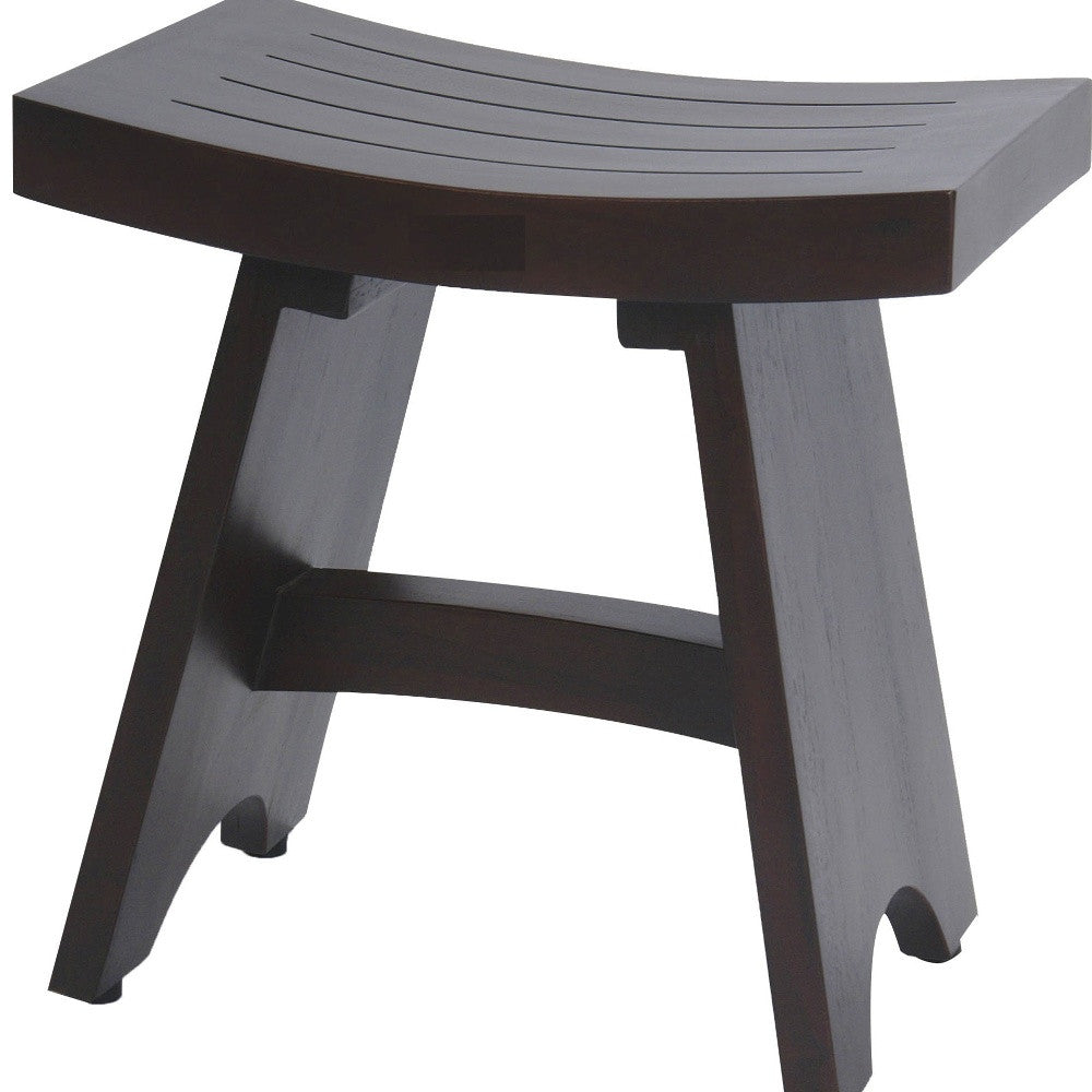 18" Dark Brown Teak Rectangular Shower Bench-Shower Benches-DECOROLALA