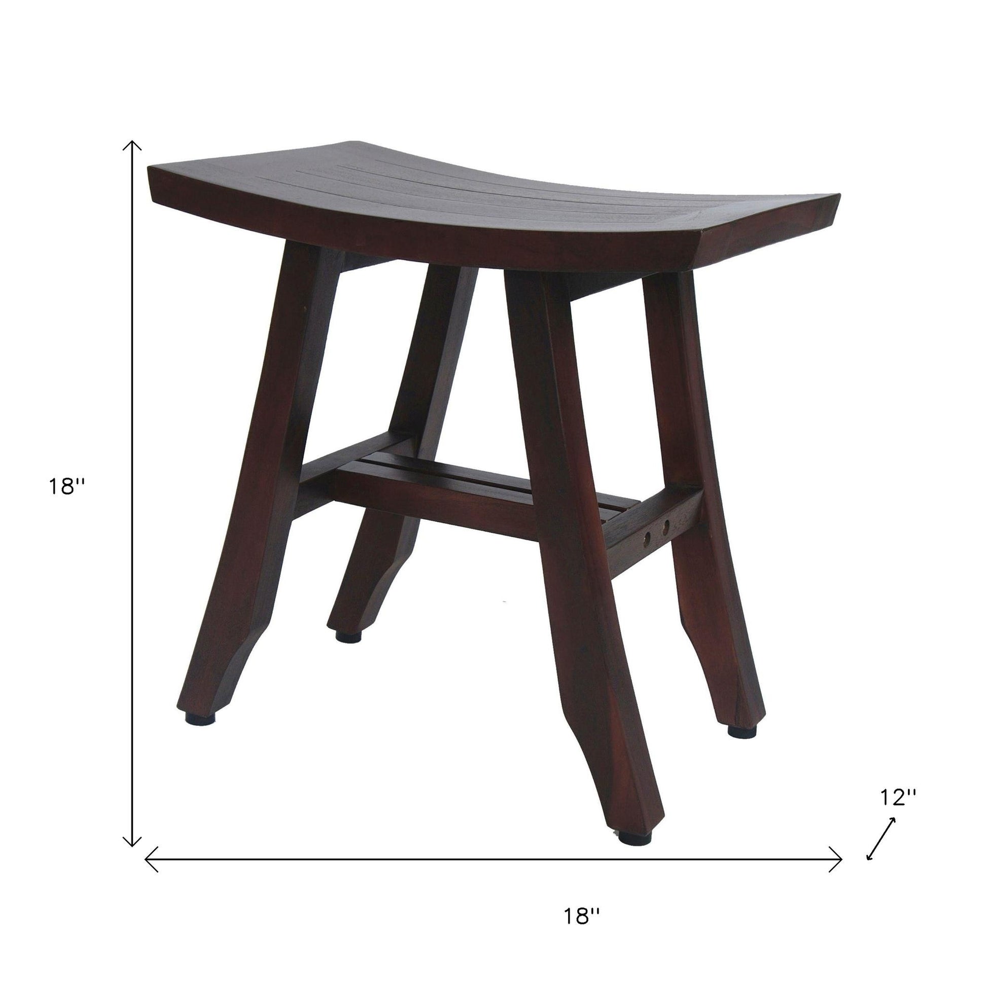 18" Dark Brown Teak Rectangular Shower Bench-Shower Benches-DECOROLALA