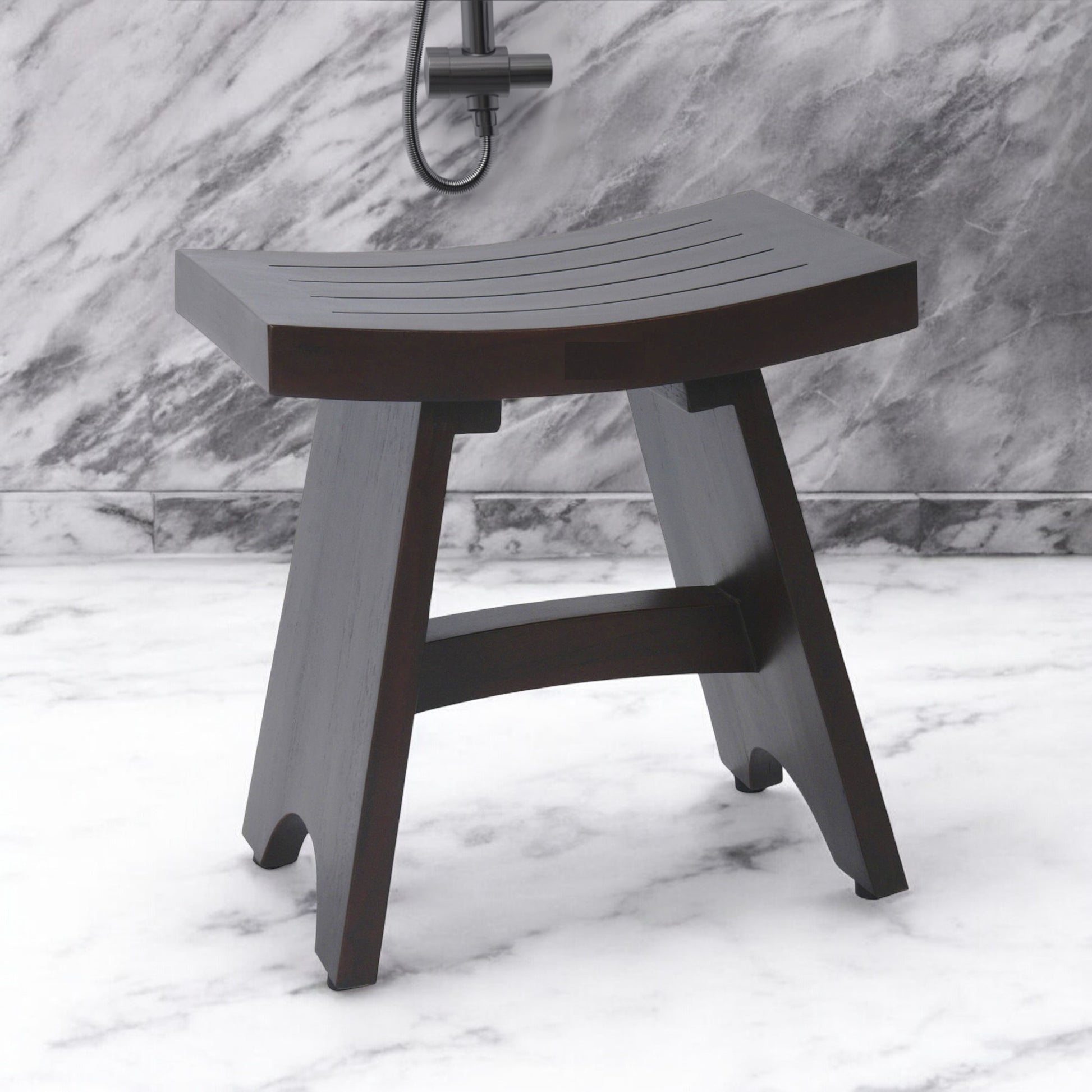 18" Dark Brown Teak Rectangular Shower Bench-Shower Benches-DECOROLALA