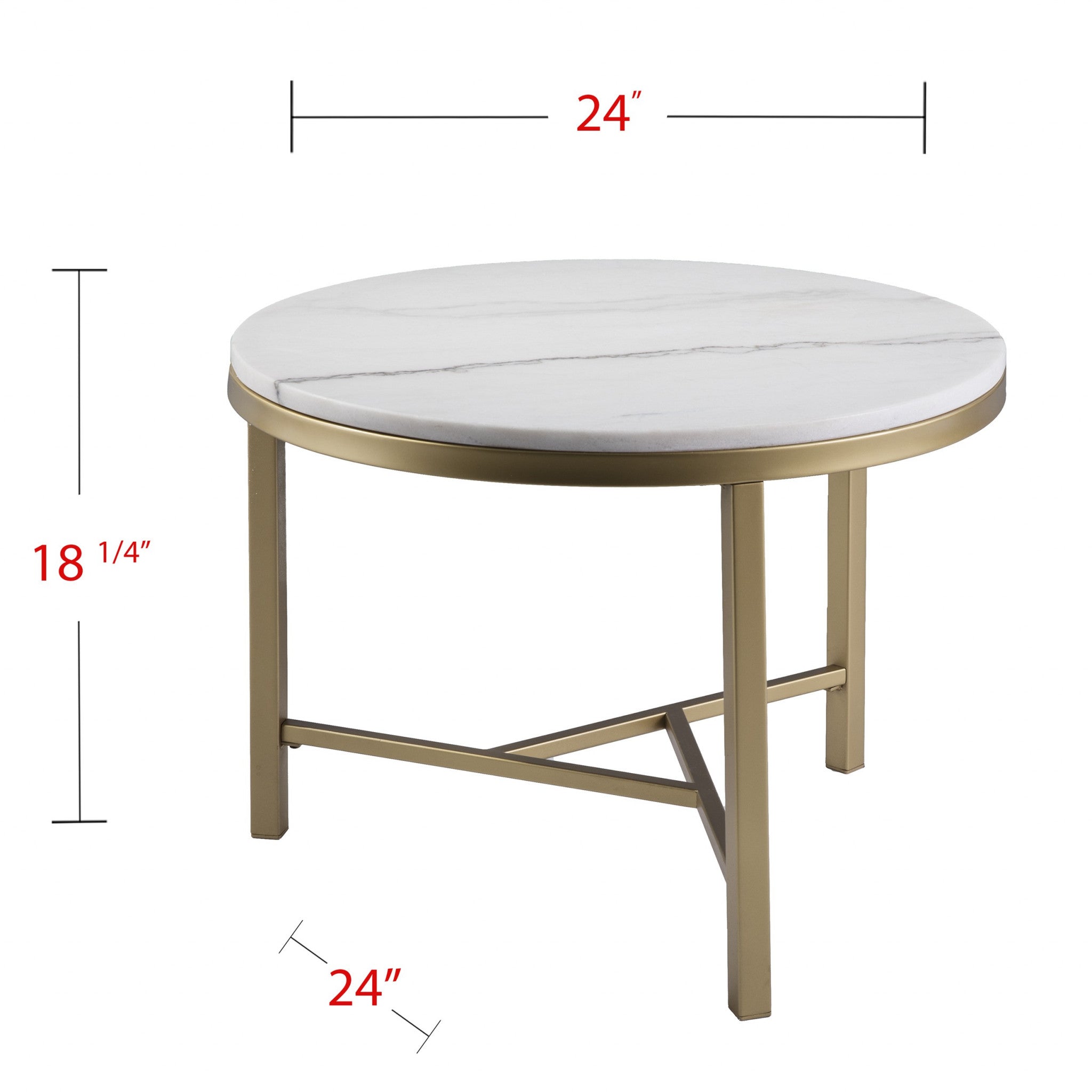18" Gold And White Marble Round End Table-End-Side Tables-DECOROLALA