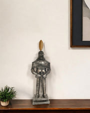 18" Gray Metal Hand Painted Figurine Tabletop Sculpture-Sculptures-DECOROLALA