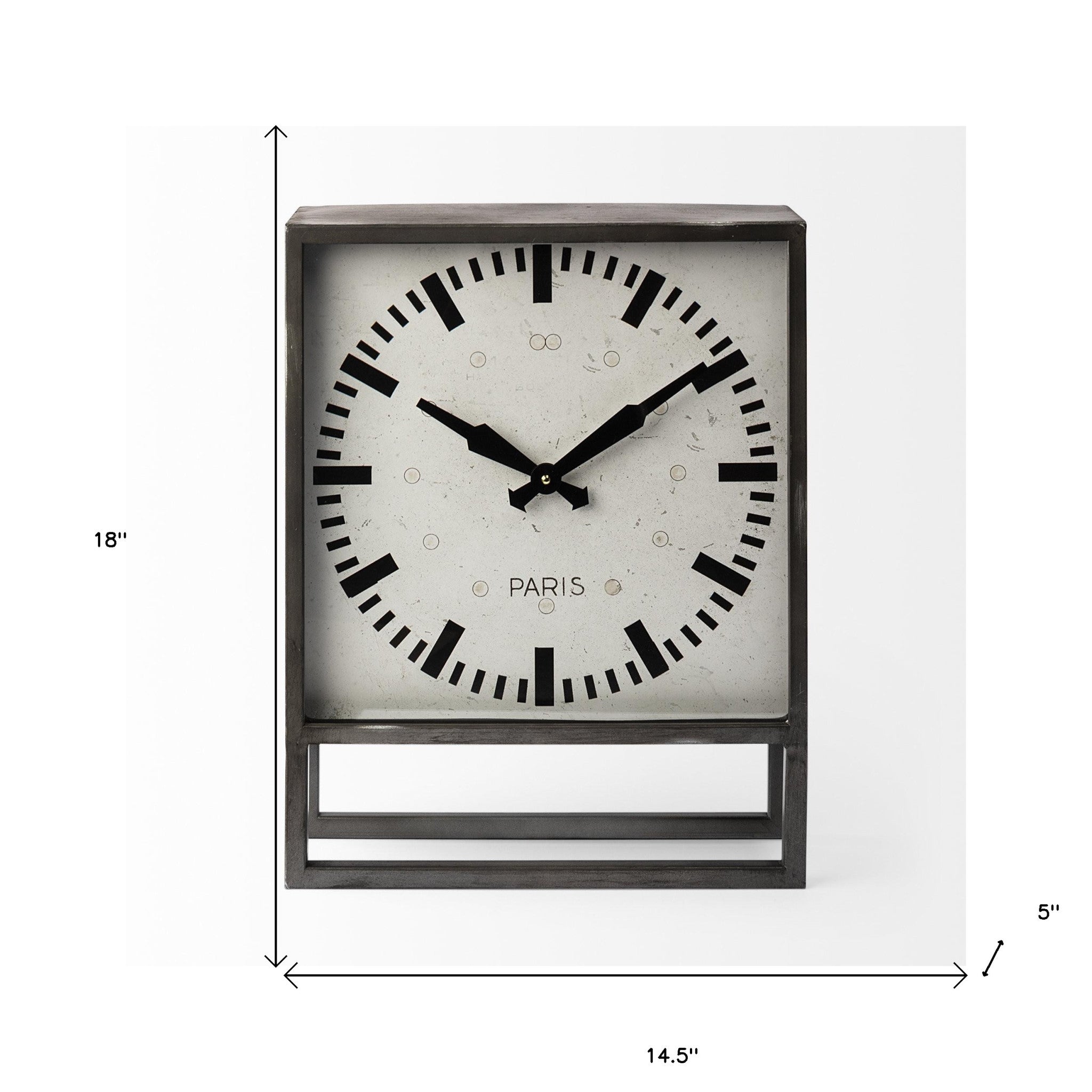 18" Gray Polyresin Table Clock-Sculptures-DECOROLALA