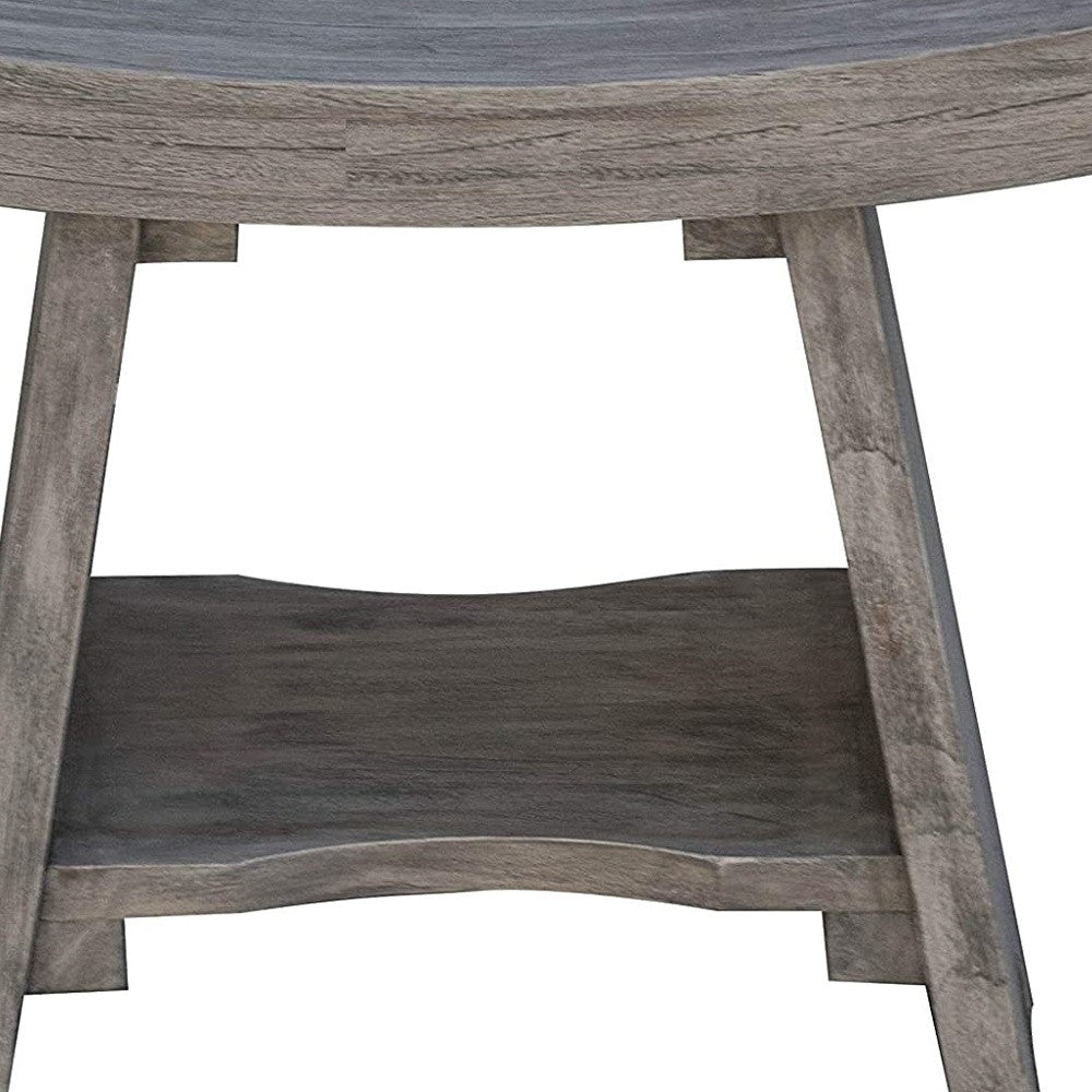 18" Gray Solid Wood Rectangular Shower Bench With Shelf-Shower Benches-DECOROLALA