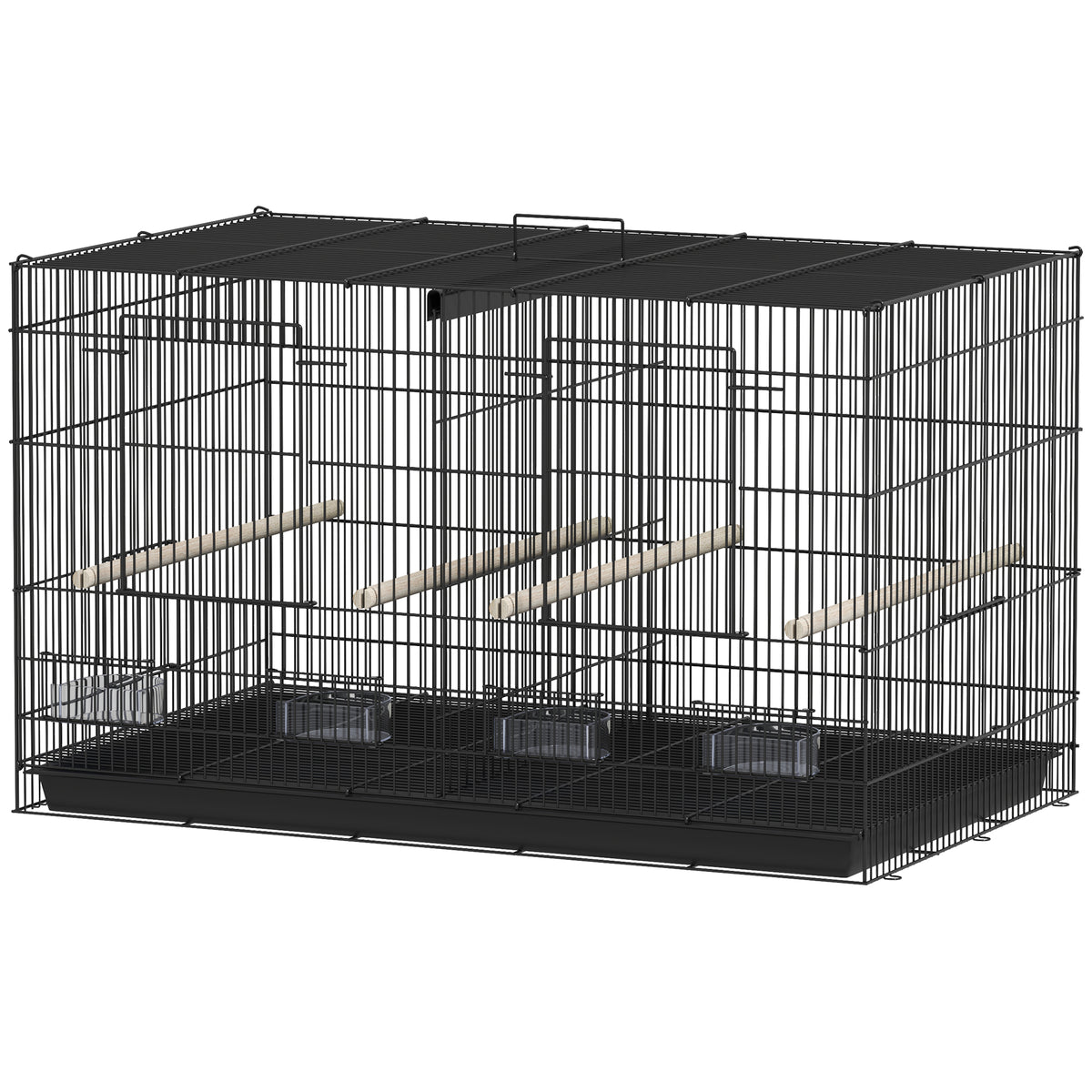 18" H Divided Bird Cage for Budgies and Finches - Black-Bird Supplies-DECOROLALA