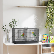 18" H Divided Bird Cage for Budgies and Finches - Black-Birds-DECOROLALA