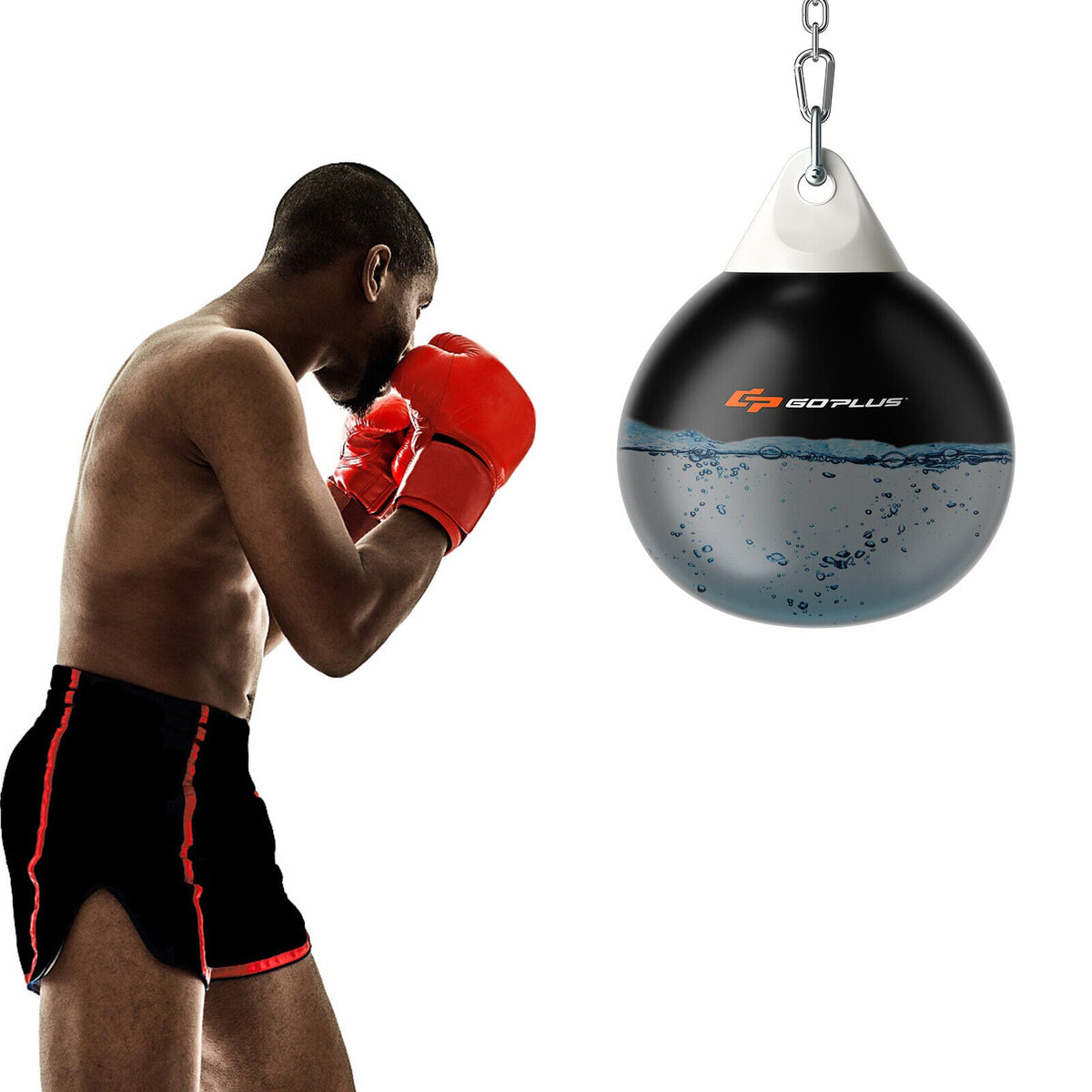 18 Inch 110 Pound Heavy Punching Water Aqua Bag with Adjustable Metal Chain-Black-Boxing & Martial Arts-DECOROLALA