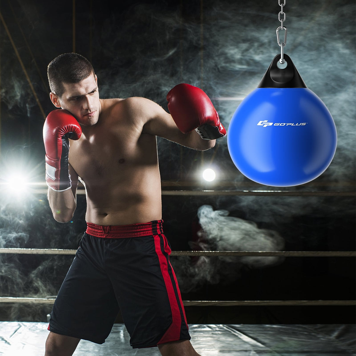 18 Inch 110 Pound Heavy Punching Water Aqua Bag with Adjustable Metal Chain-Blue-Boxing & Martial Arts-DECOROLALA