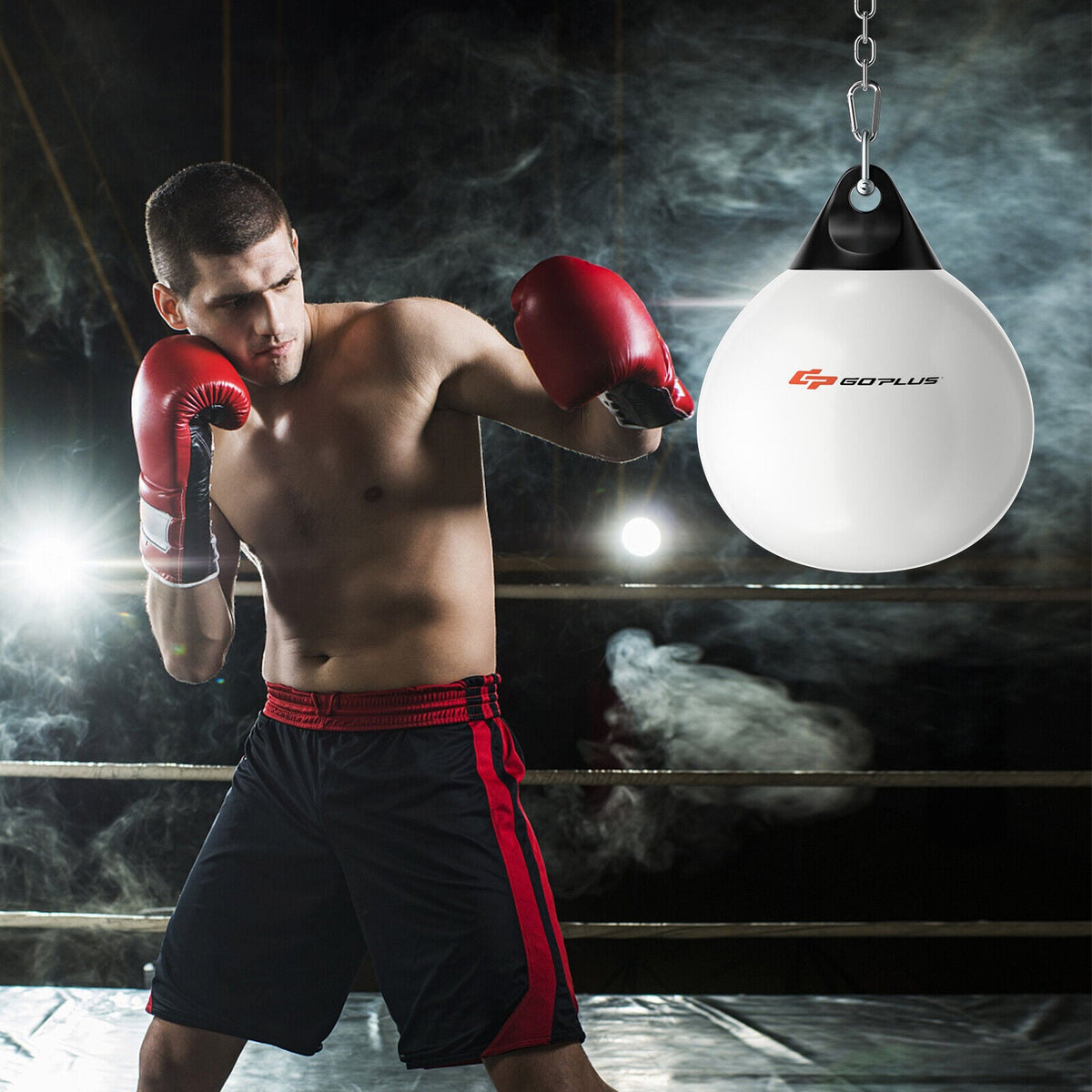 18 Inch 110 Pound Heavy Punching Water Aqua Bag with Adjustable Metal Chain-White-Boxing & Martial Arts-DECOROLALA