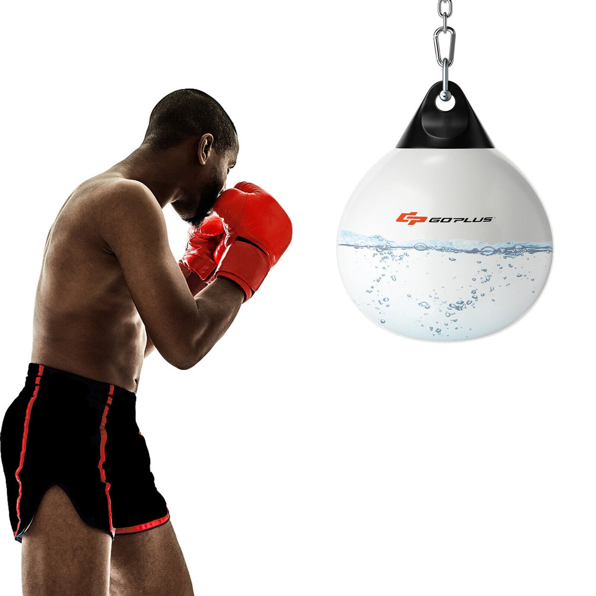 18 Inch 110 Pound Heavy Punching Water Aqua Bag with Adjustable Metal Chain-White-Boxing & Martial Arts-DECOROLALA
