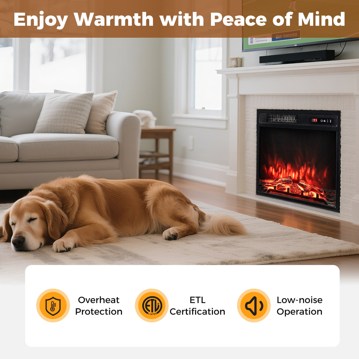 18 Inch 750W/1500W Electric Fireplace Insert with Remote Control and Adjustable Flame Colors-Fireplaces-DECOROLALA