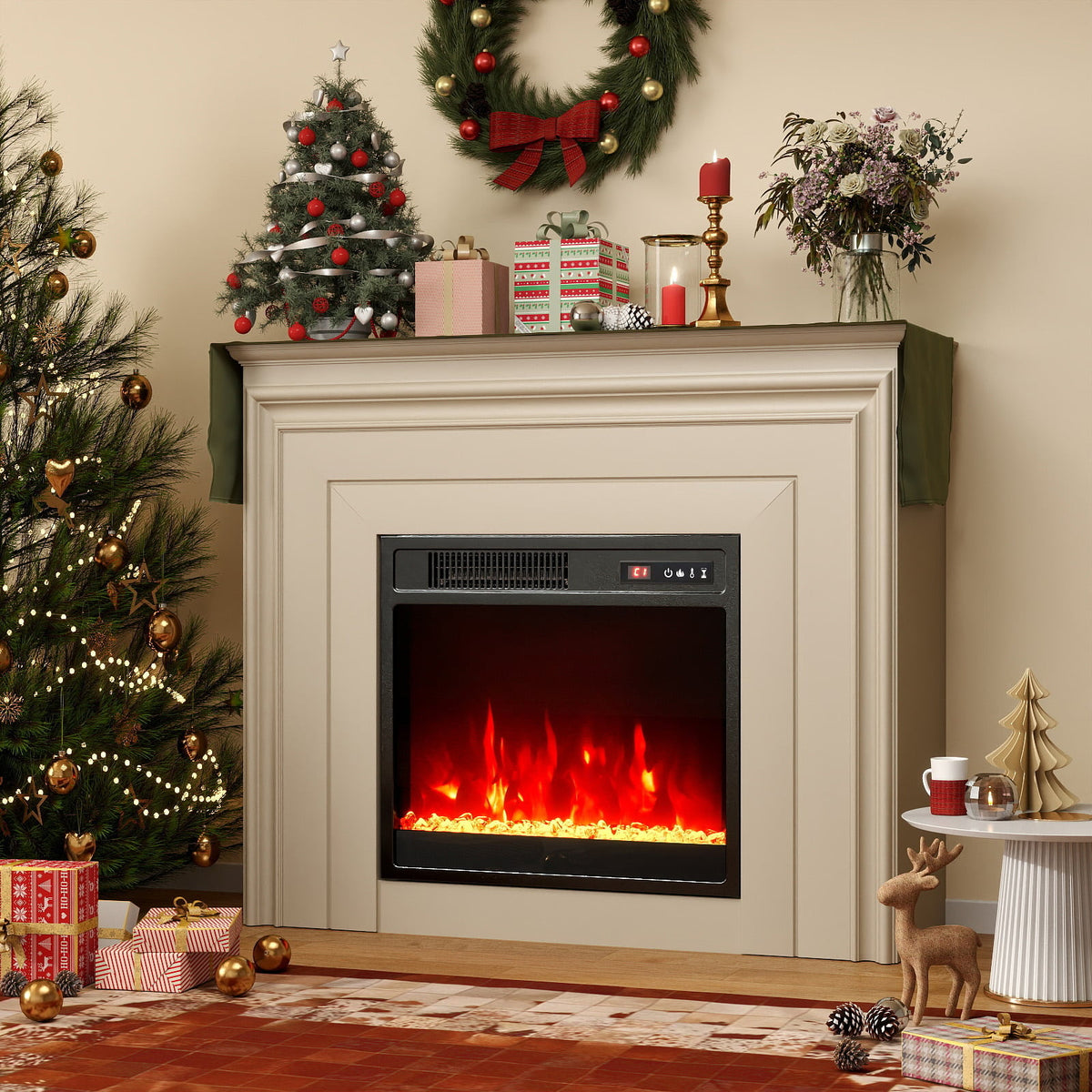 18 Inch Electric Fireplace Insert Fireplace Heater with Overheat Protection-Fireplaces-DECOROLALA